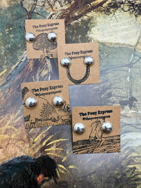 Half Dome Navajo Pearl Sterling Studs