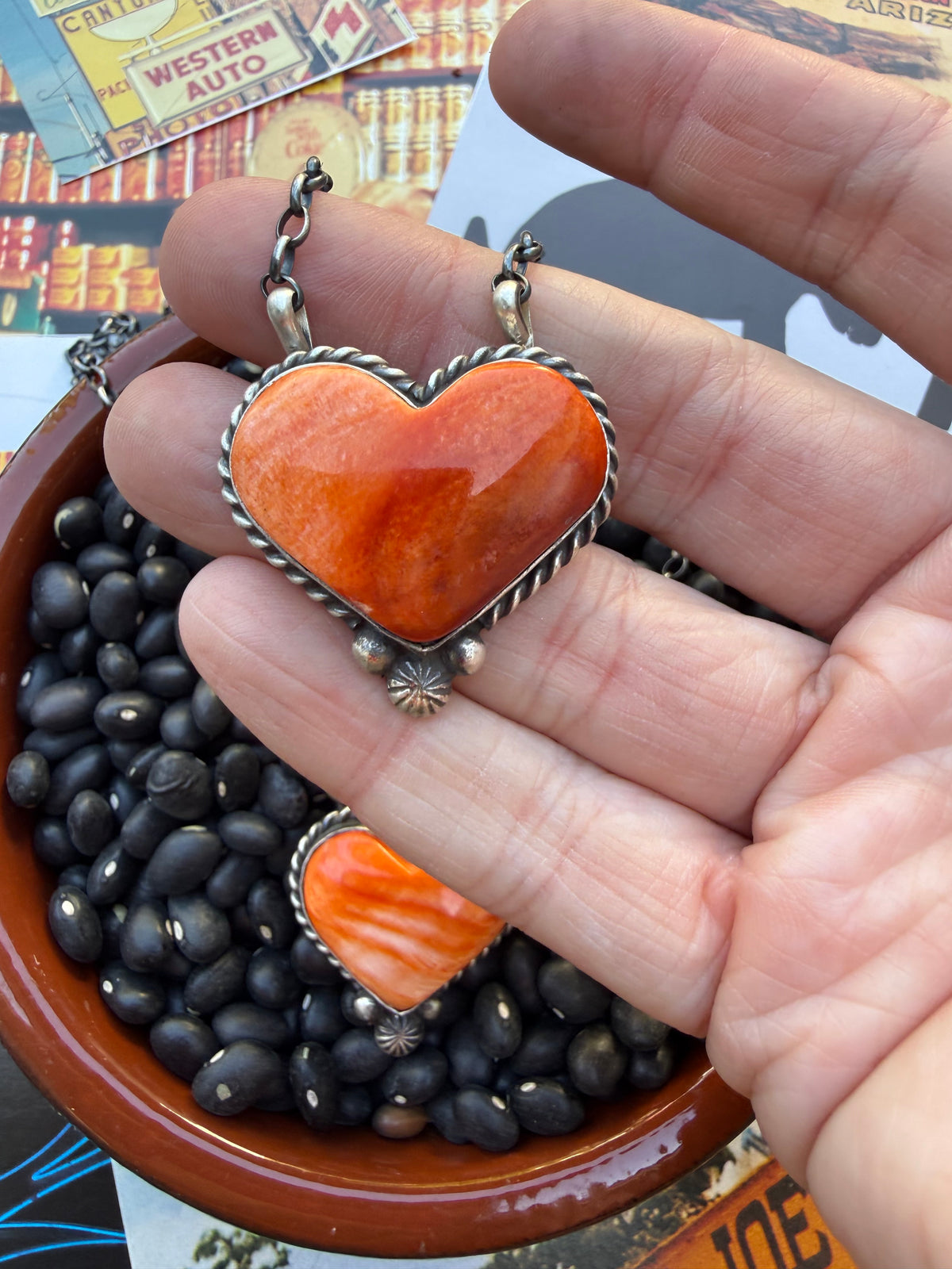 Heart Spiny Orange Necklace