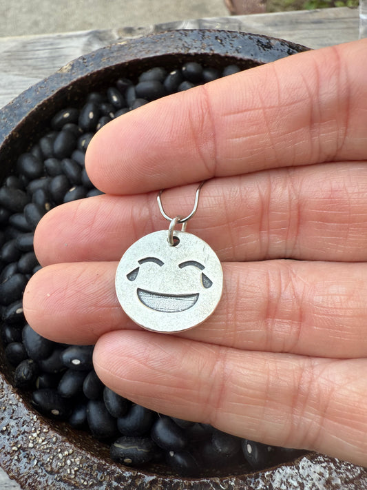 Laughing until Crying 😂 emoji Sterling Silver Charm