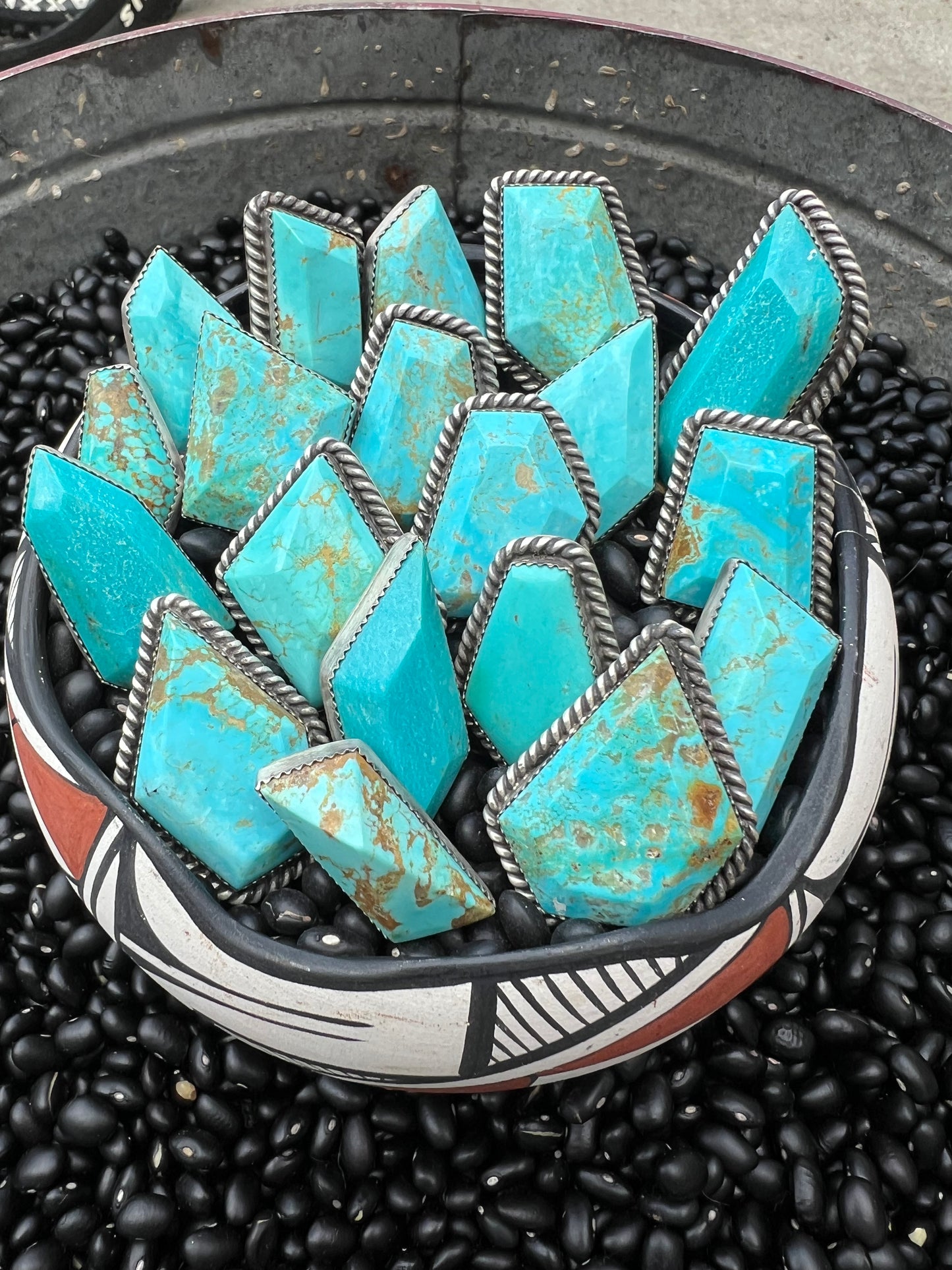 Rare Turquoise Faceted Gem Pendants