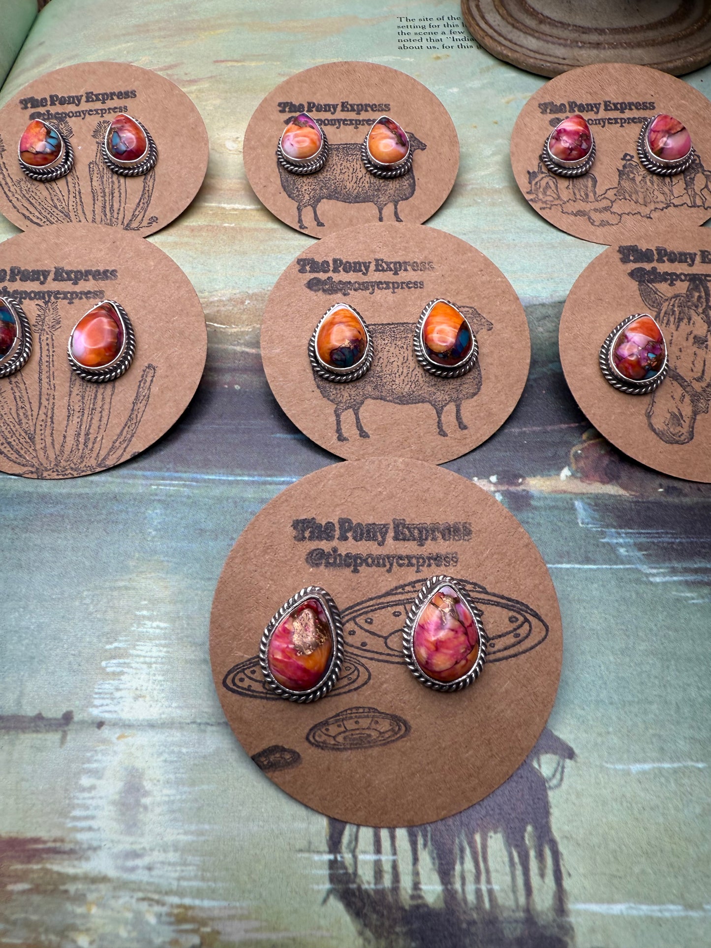 Orange Dahlia Stud Earrings