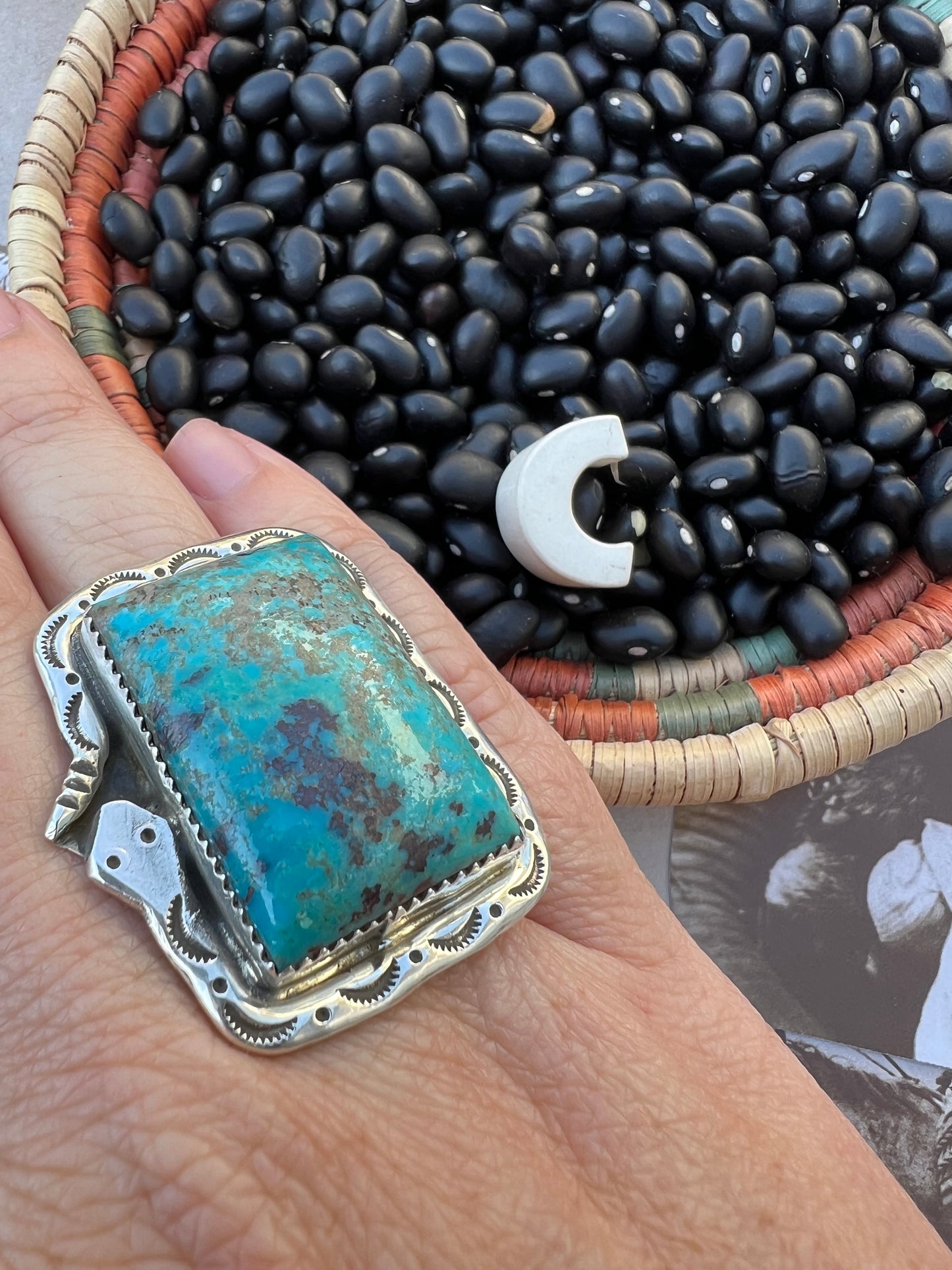 Large Cerillos Turquoise Snake Ring