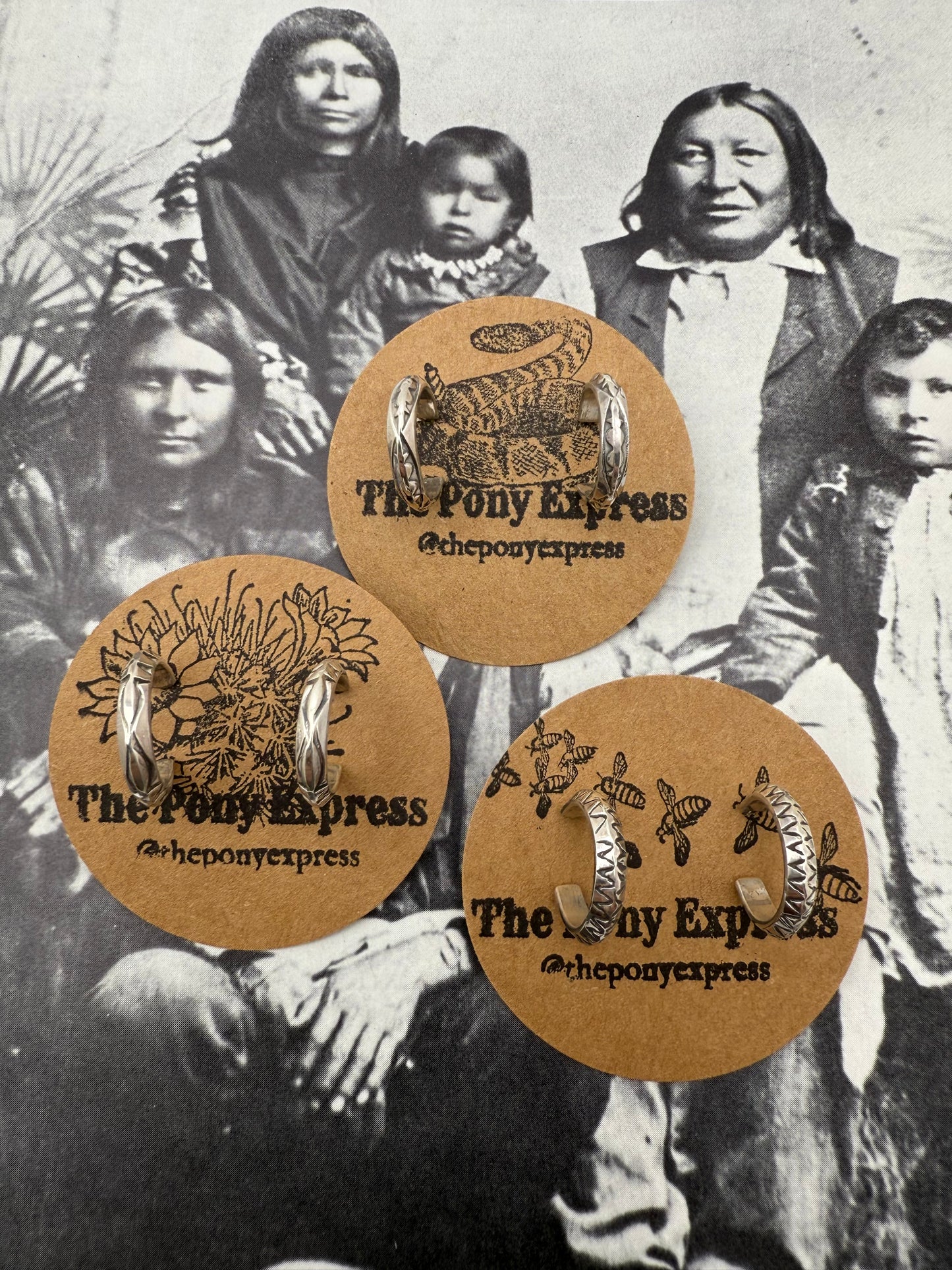 Native American Small Hand Stamped Hoops