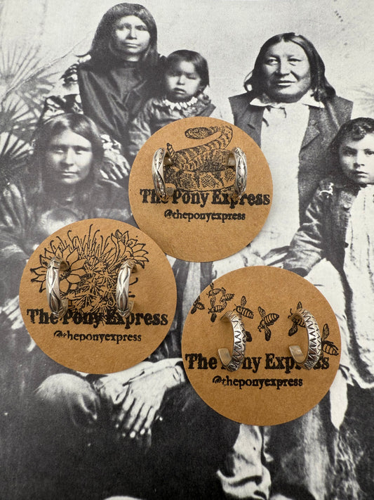 Native American Small Hand Stamped Hoops