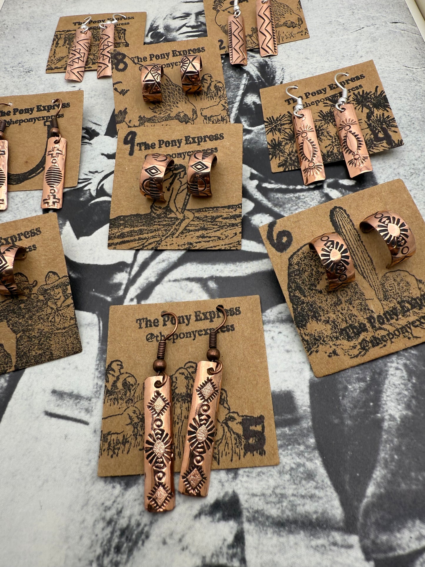 DOORBUSTER Stamped Copper Earrings and Huggies