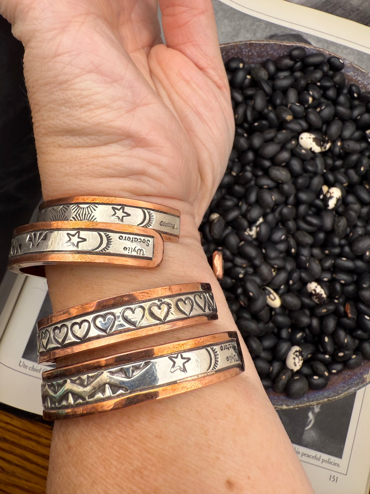 Copper Heavy Gauge Cuff with Sterling silver channel