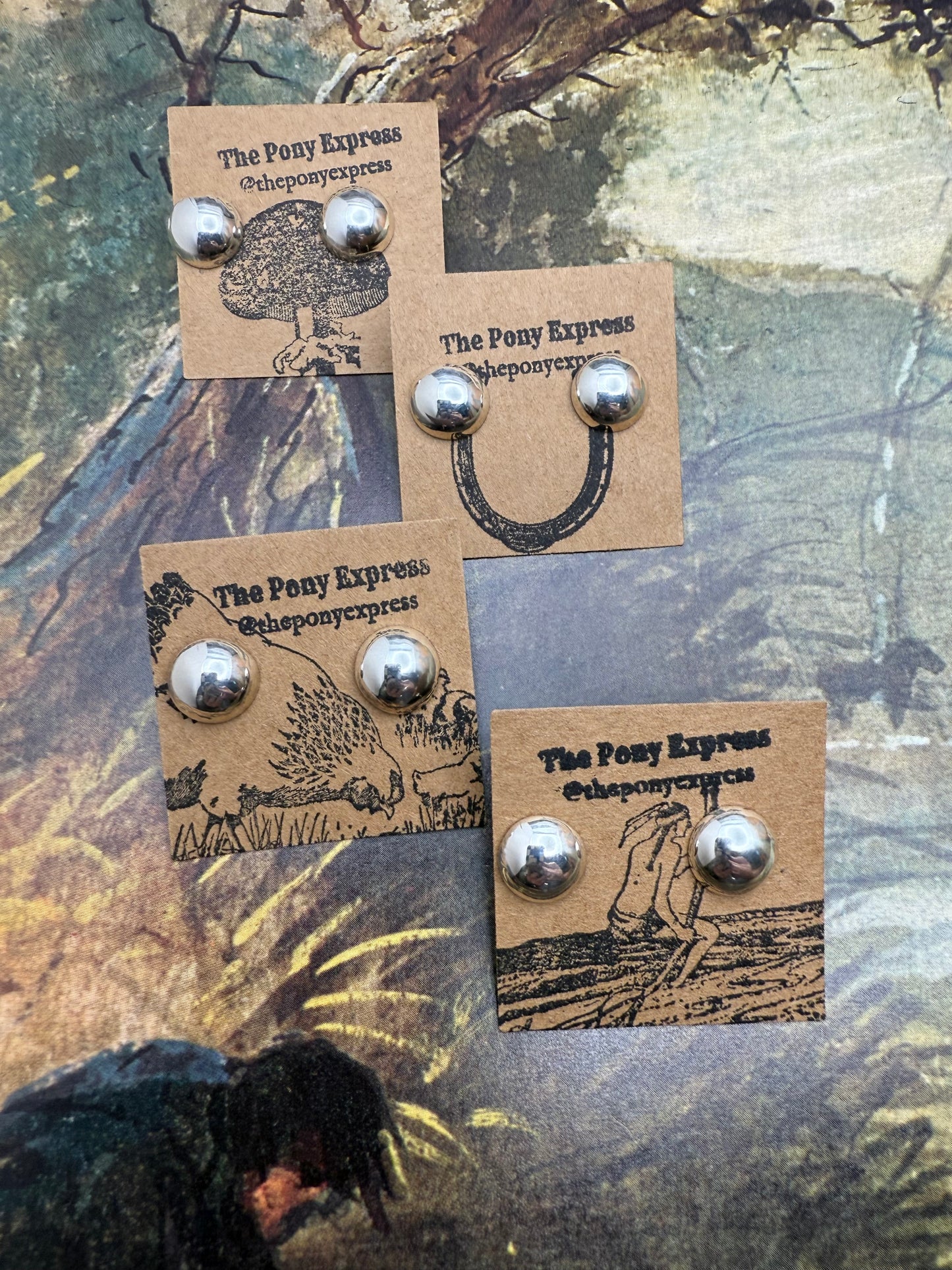 Half Dome Navajo Pearl Sterling Studs