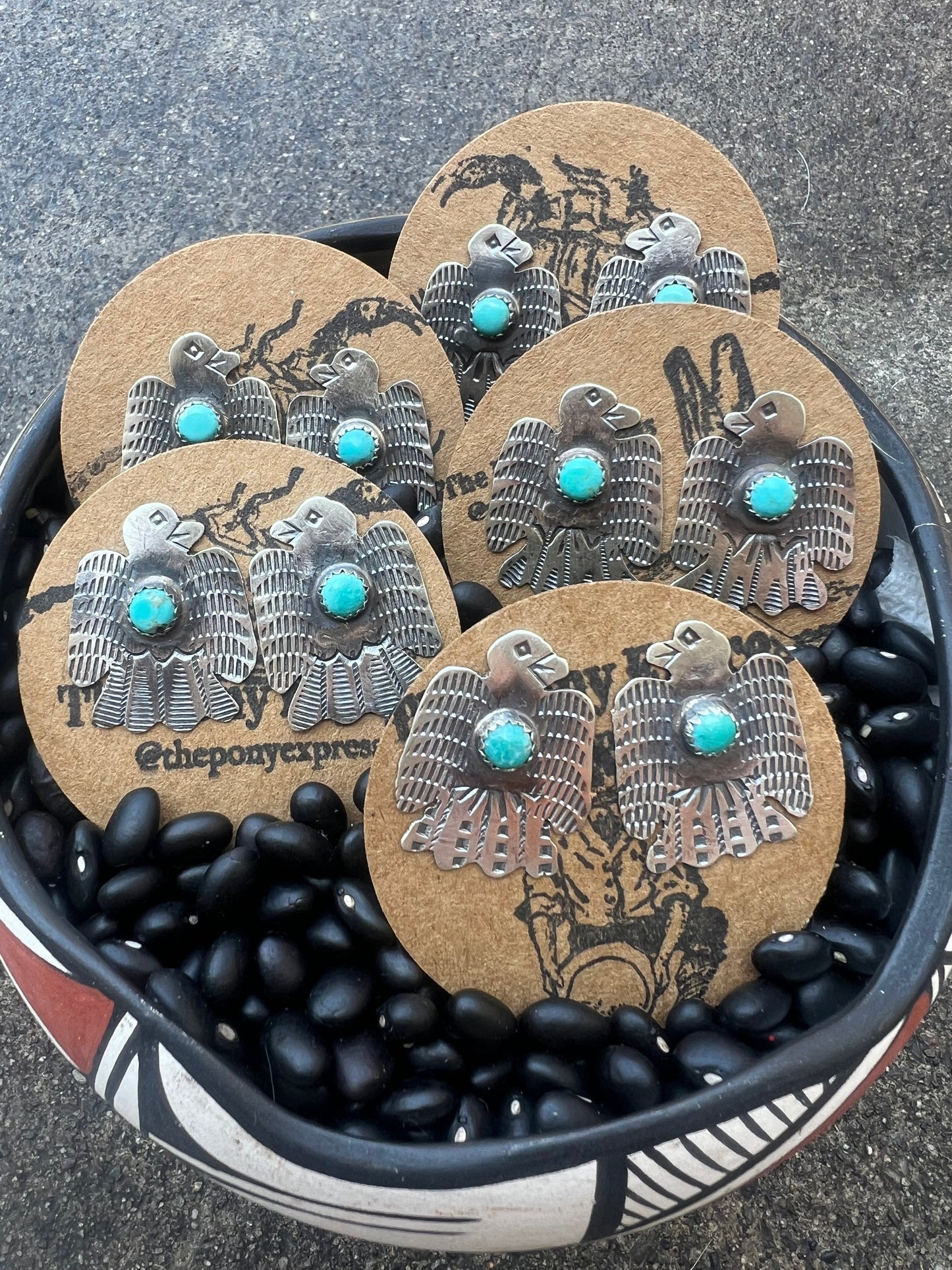 Thunderbird Studs with Turquoise