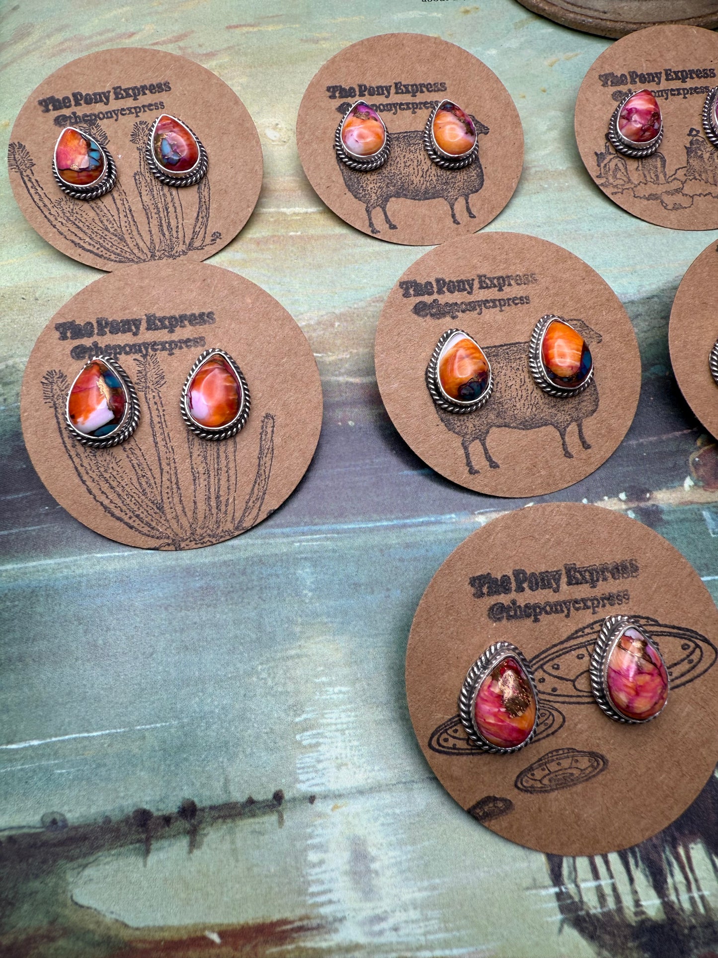 Orange Dahlia Stud Earrings