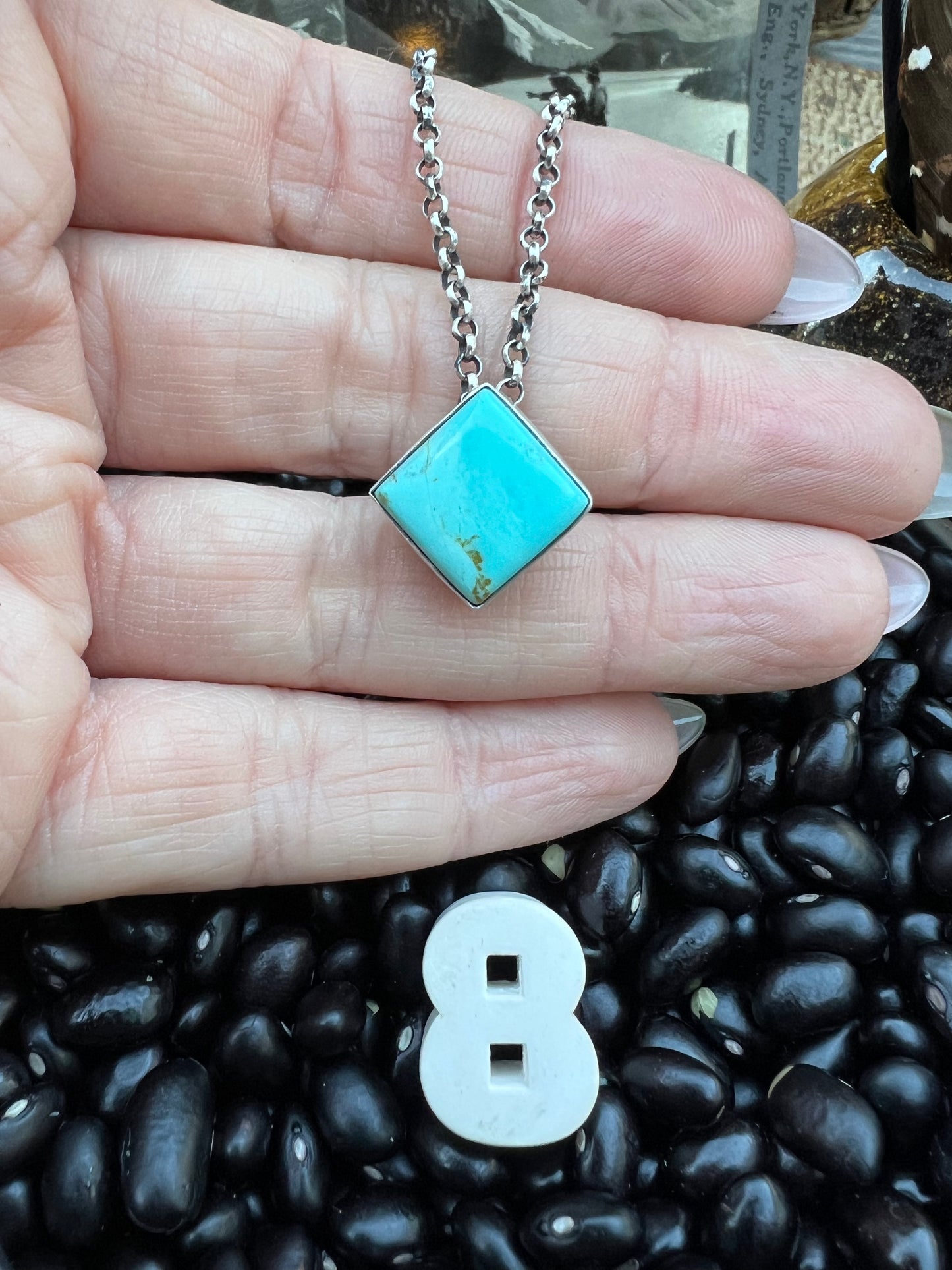 Kingman Turquoise Floating Diamond Necklace