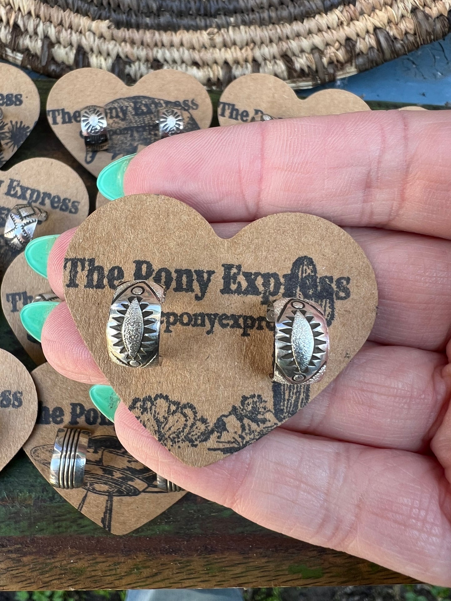 Hand Stamped Mini Hoops