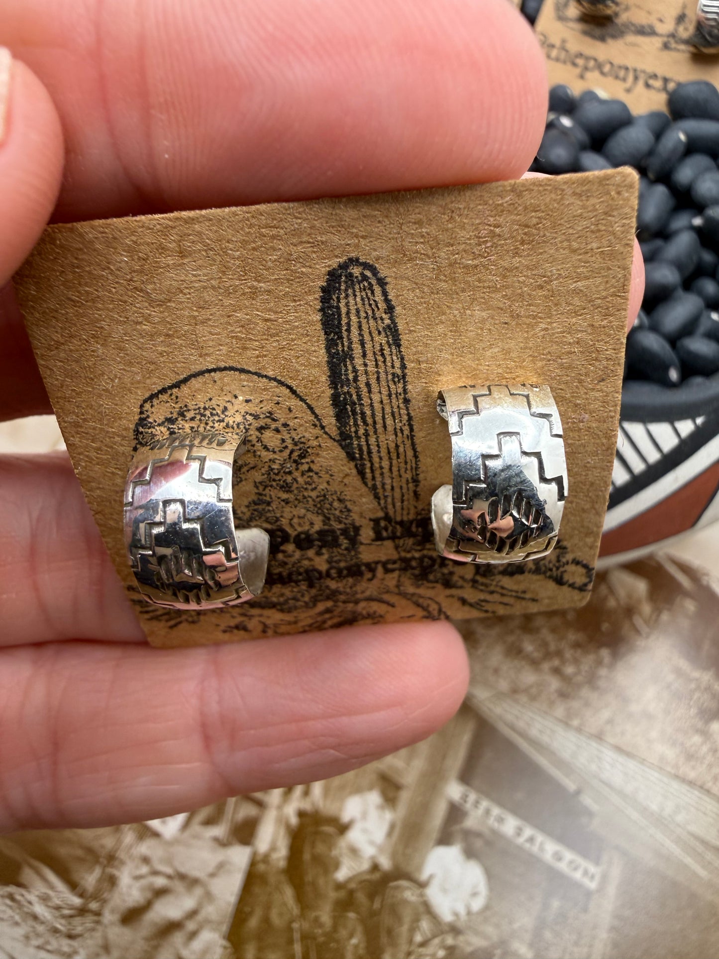 Hand Stamped Mini Hoops