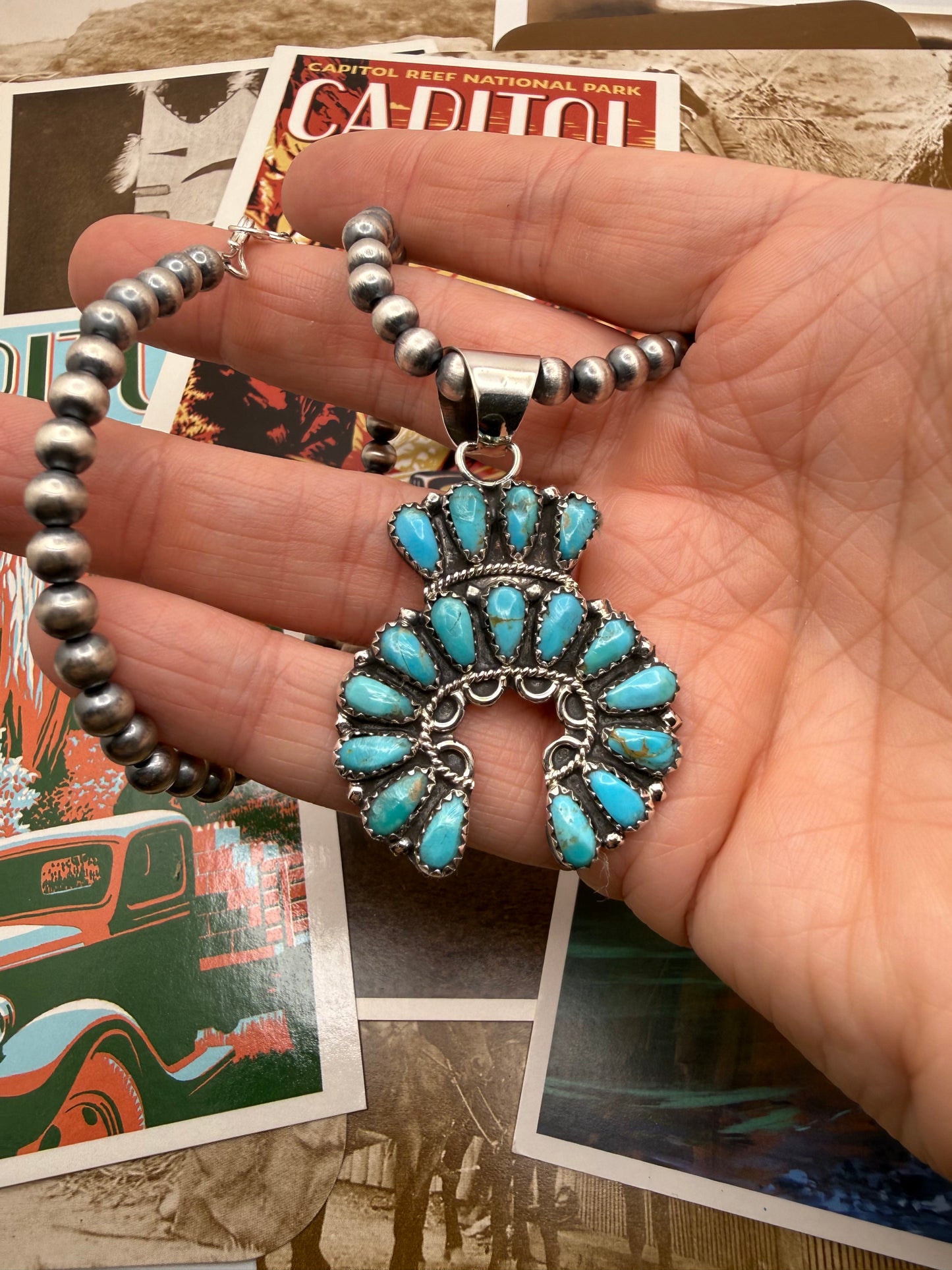 Naja pendant on sterling pearls