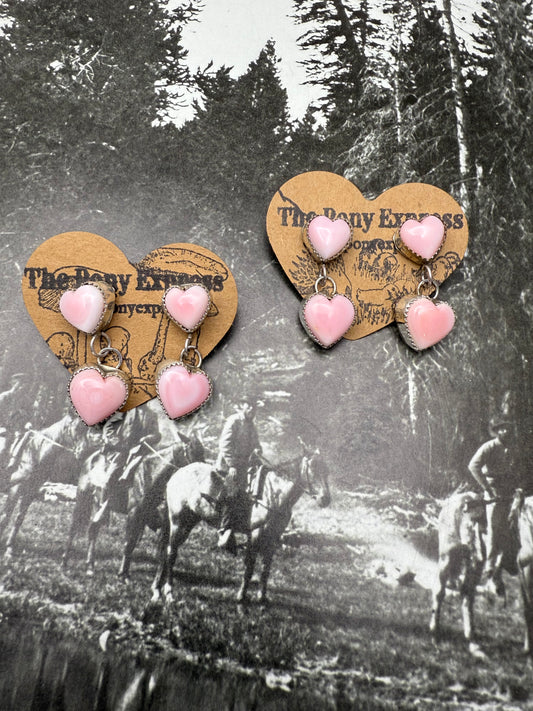 Pink Heart Conch Earrings