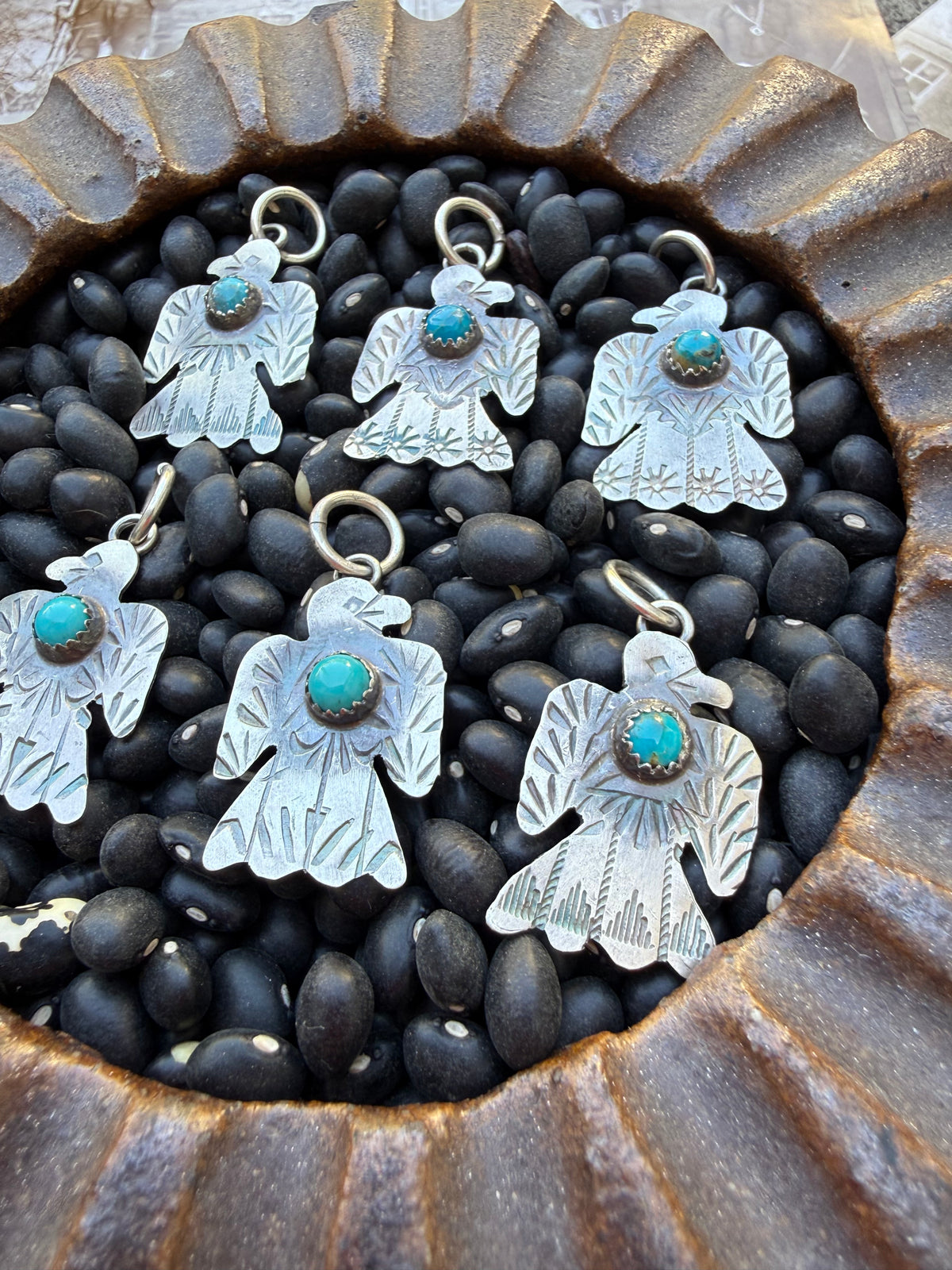 Hand stamped Thunderbird Pendant