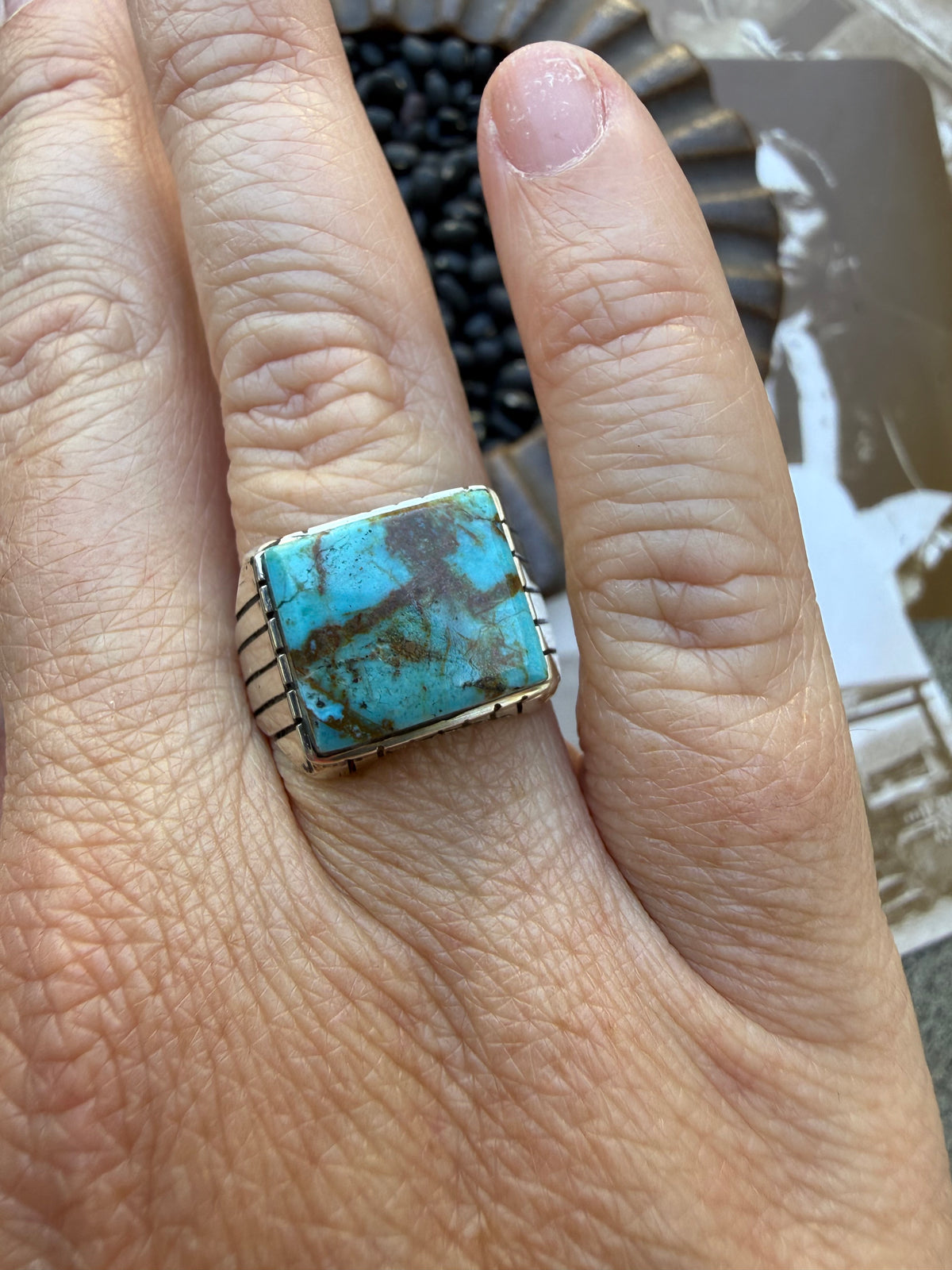 Turquoise Square Signet Ring