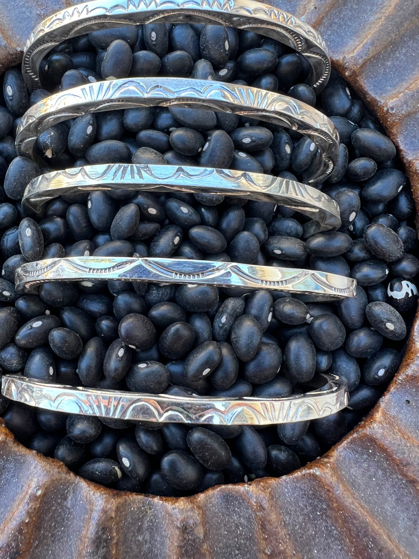 Square Wire Hand Stamped Native American Cuff