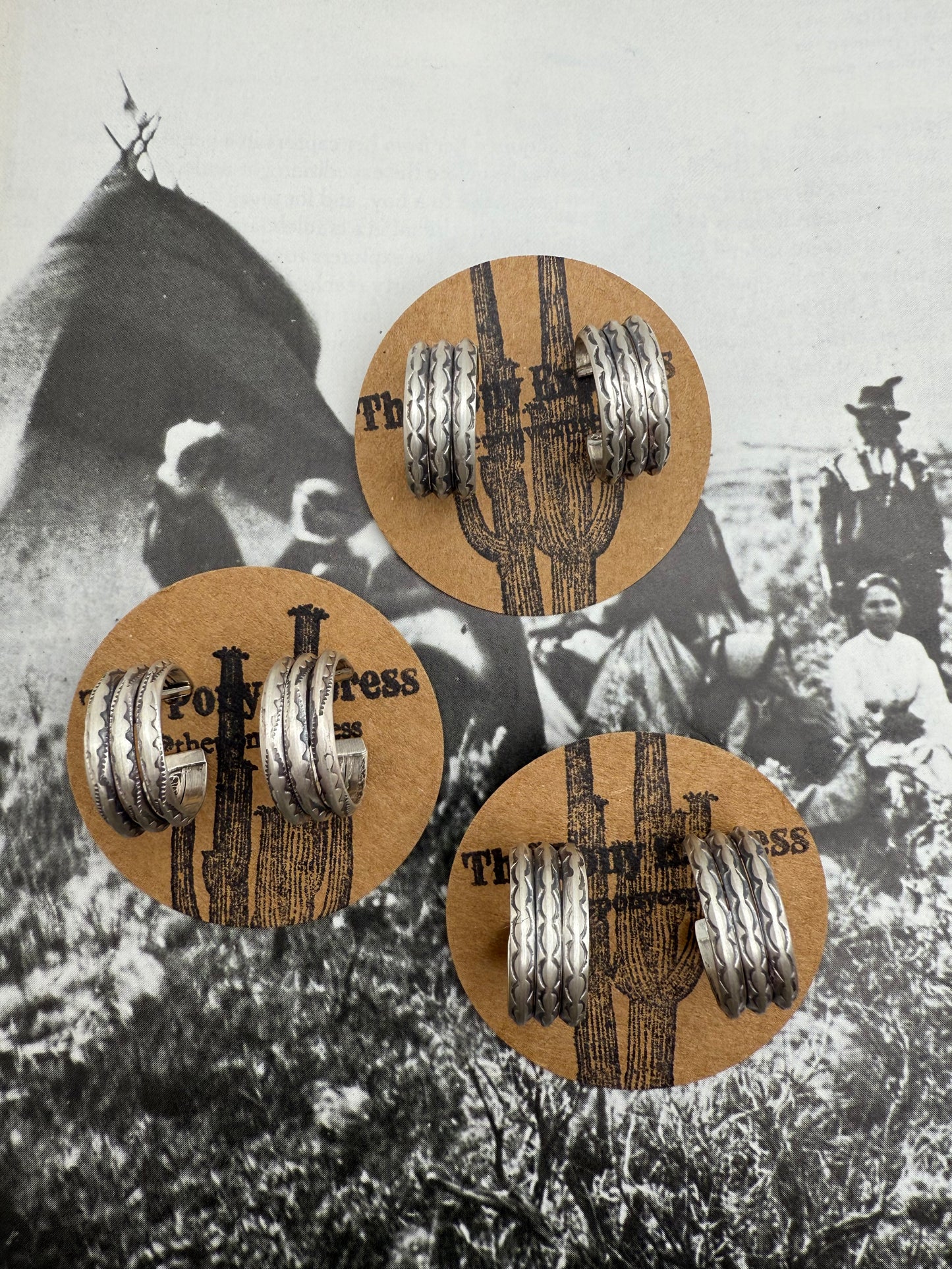 Triple Stamped Huggie Hoop