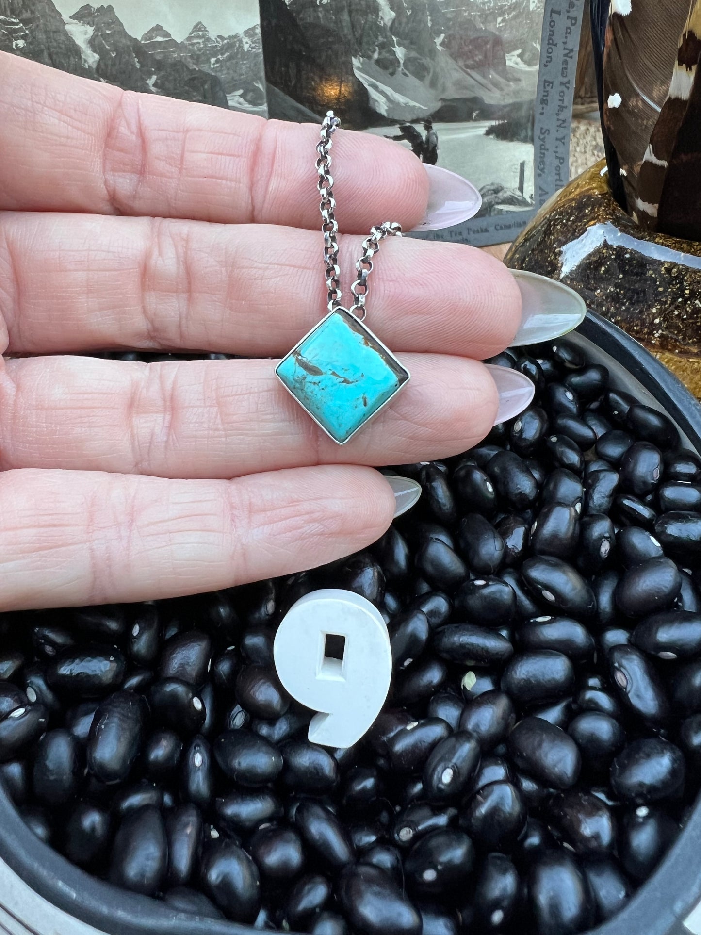 Kingman Turquoise Floating Diamond Necklace