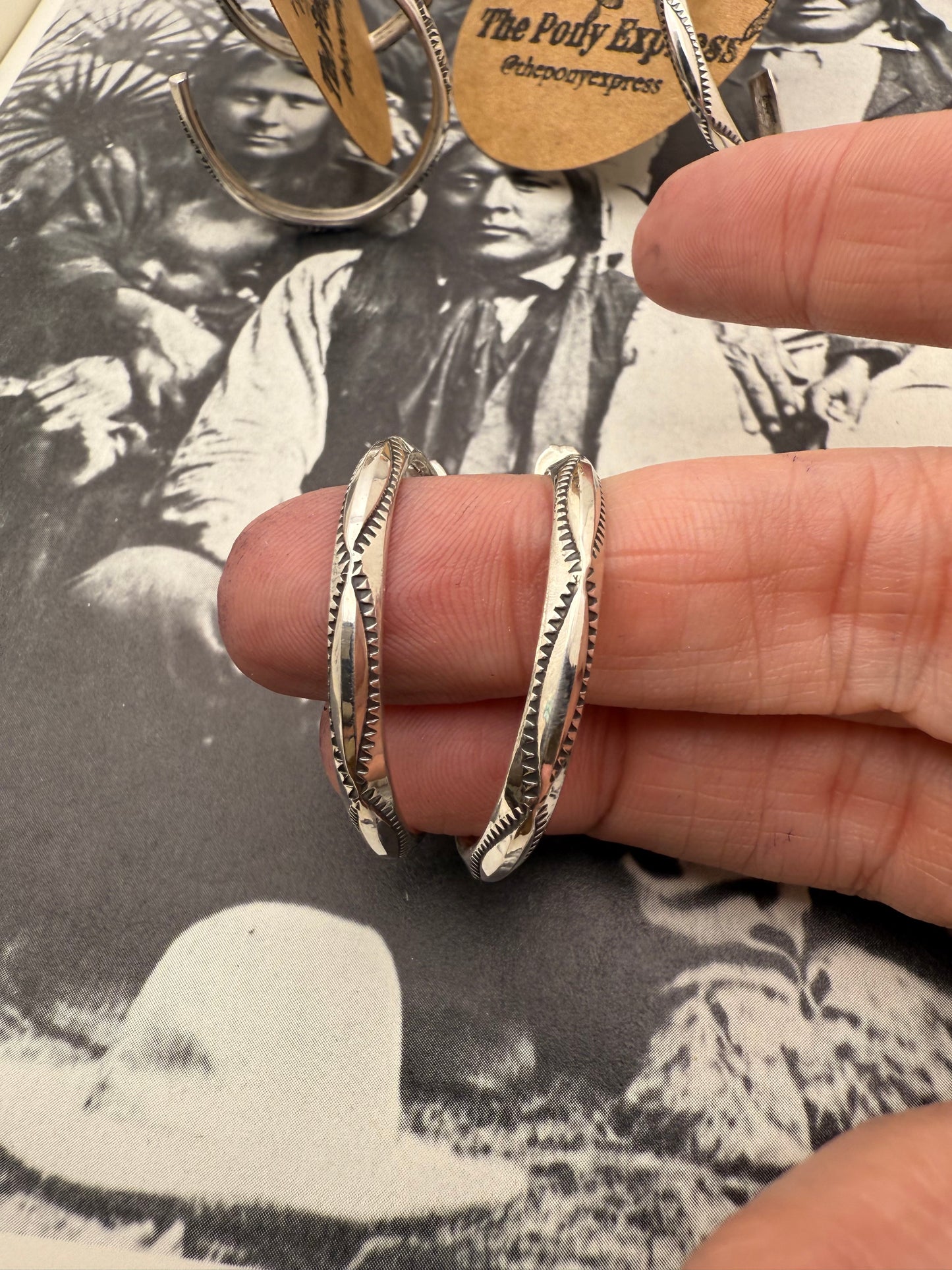 Native American Medium Hand stamped Hoops