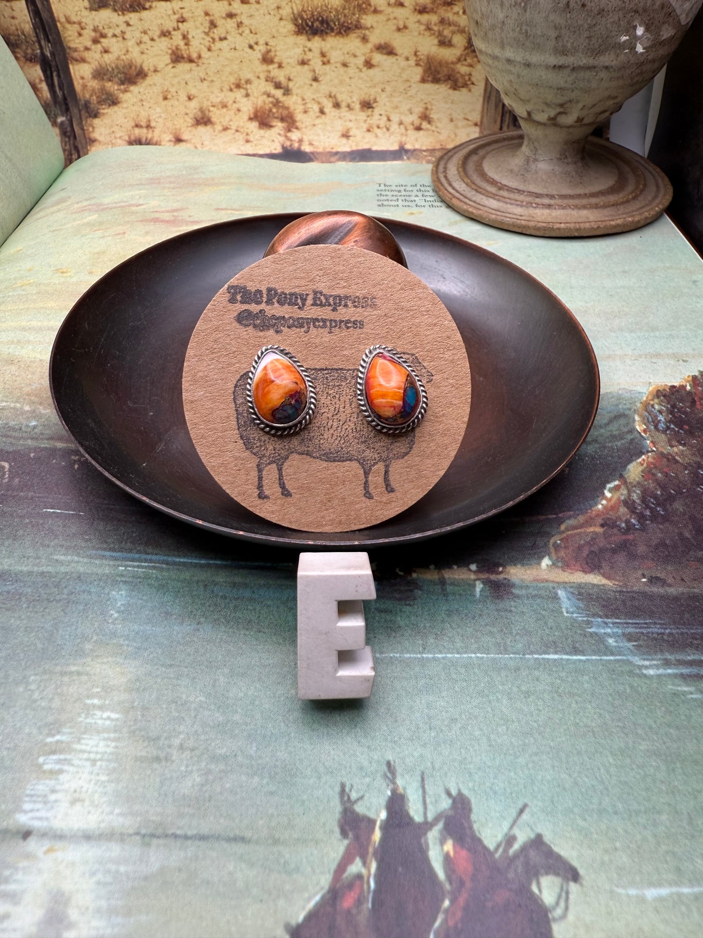 Orange Dahlia Stud Earrings