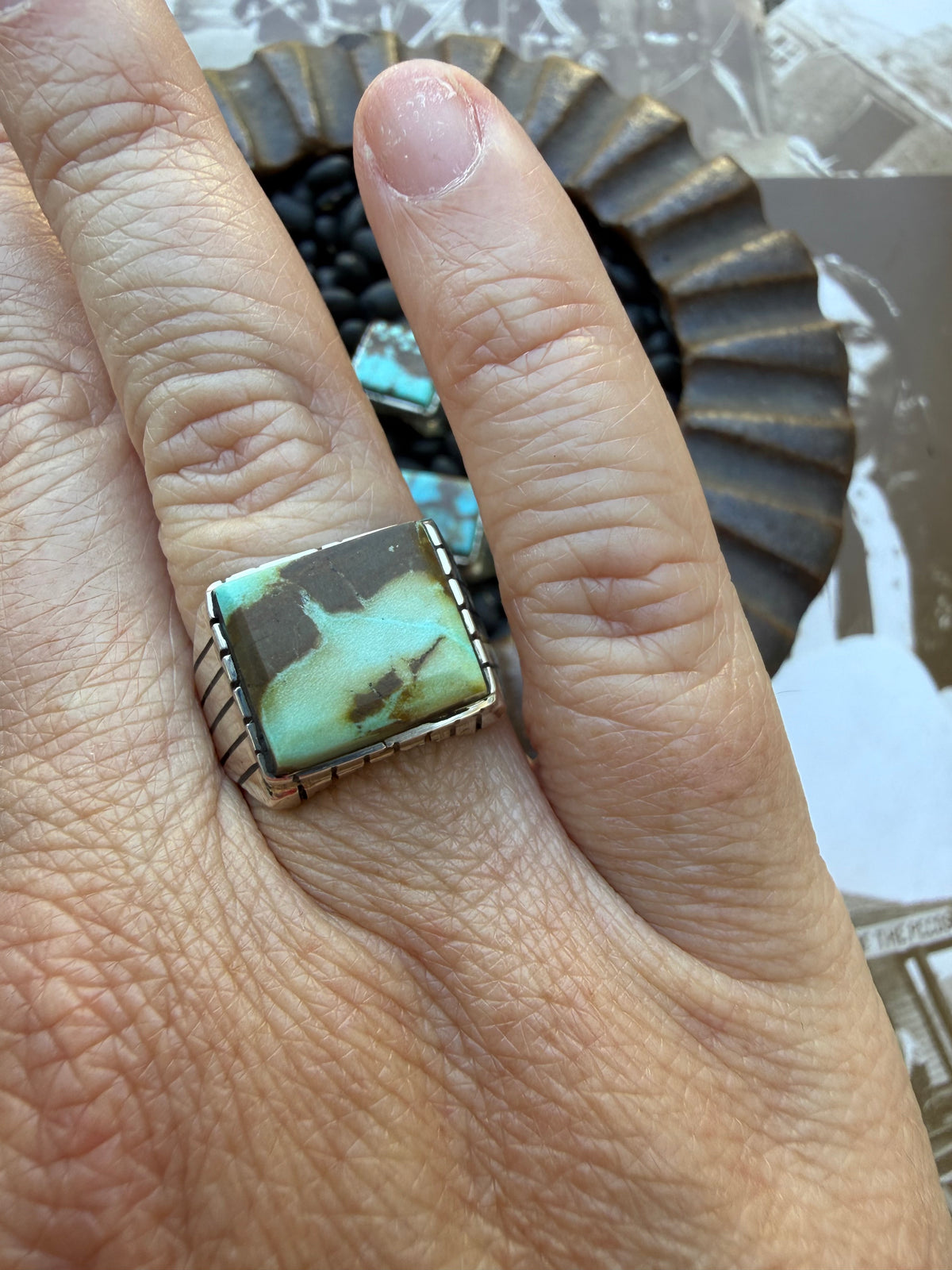 Turquoise Square Signet Ring