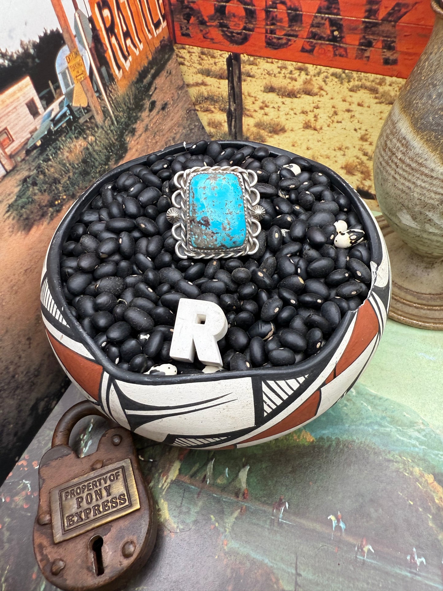 $99 Turquoise Statement Ring R size 10