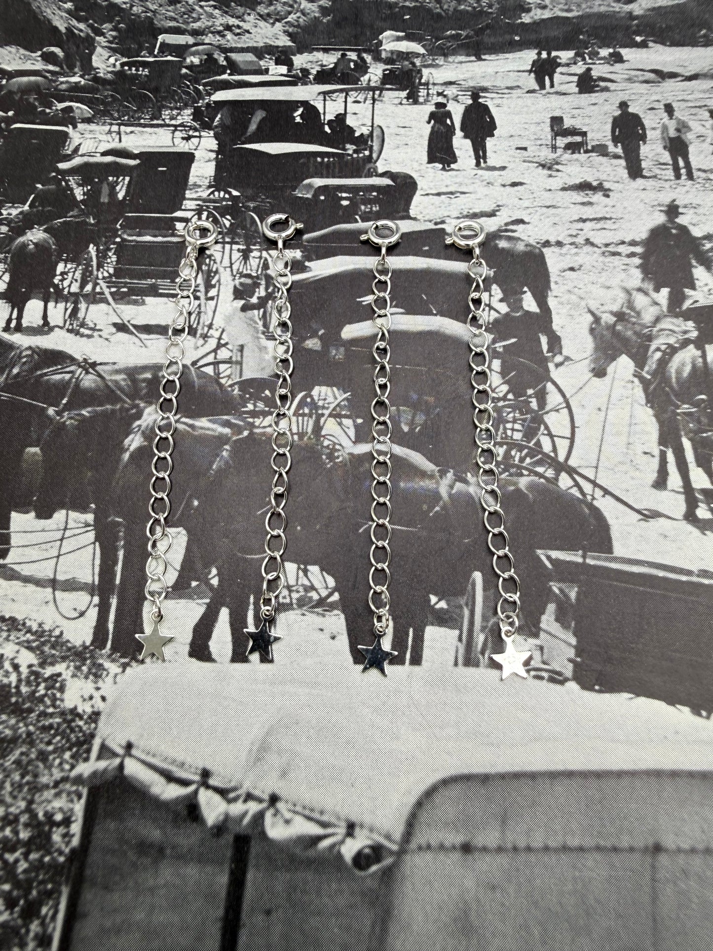 Sterling Silver Star Extension Chain with Clasp approx 2”