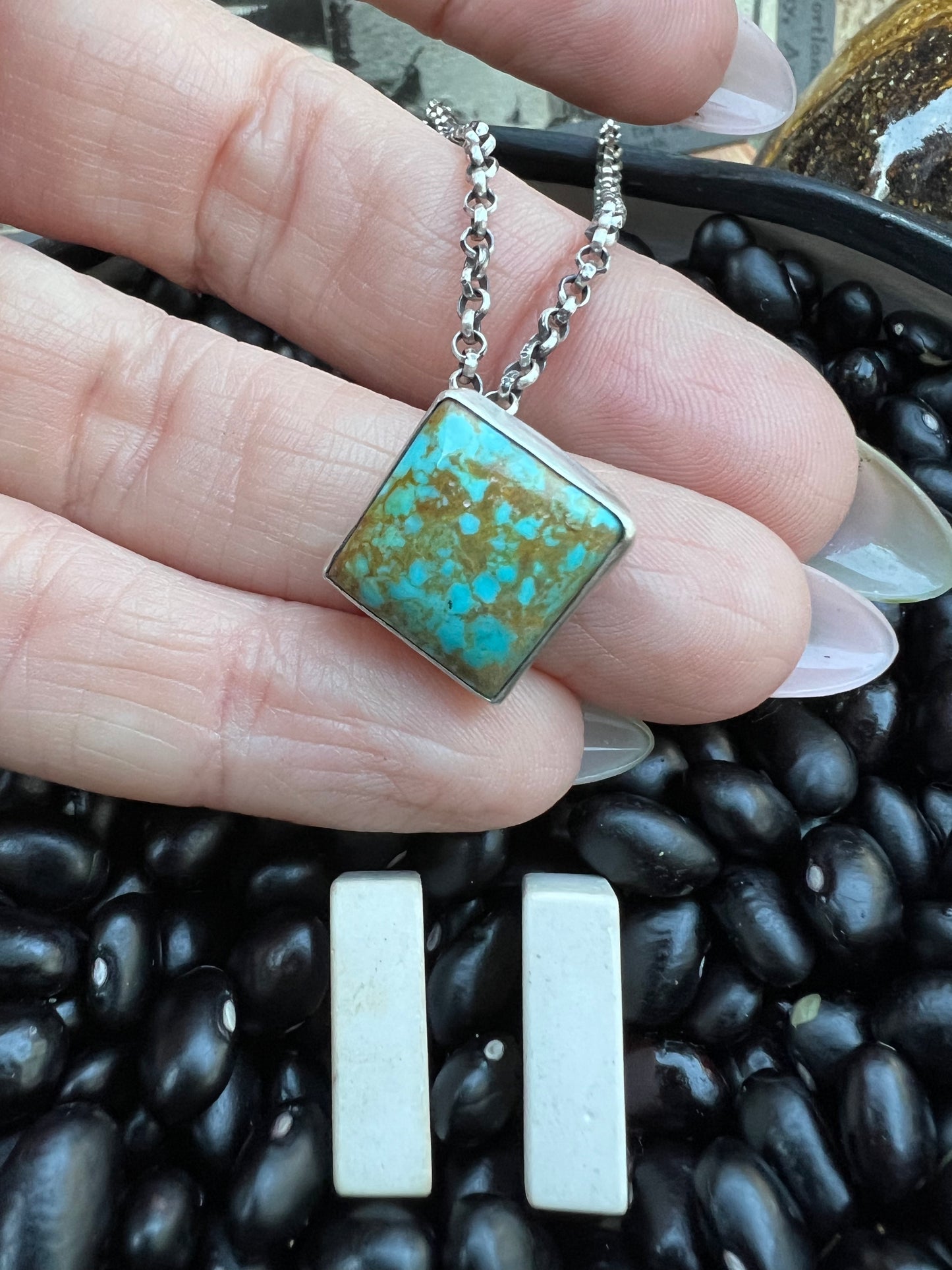 Kingman Turquoise Floating Diamond Necklace