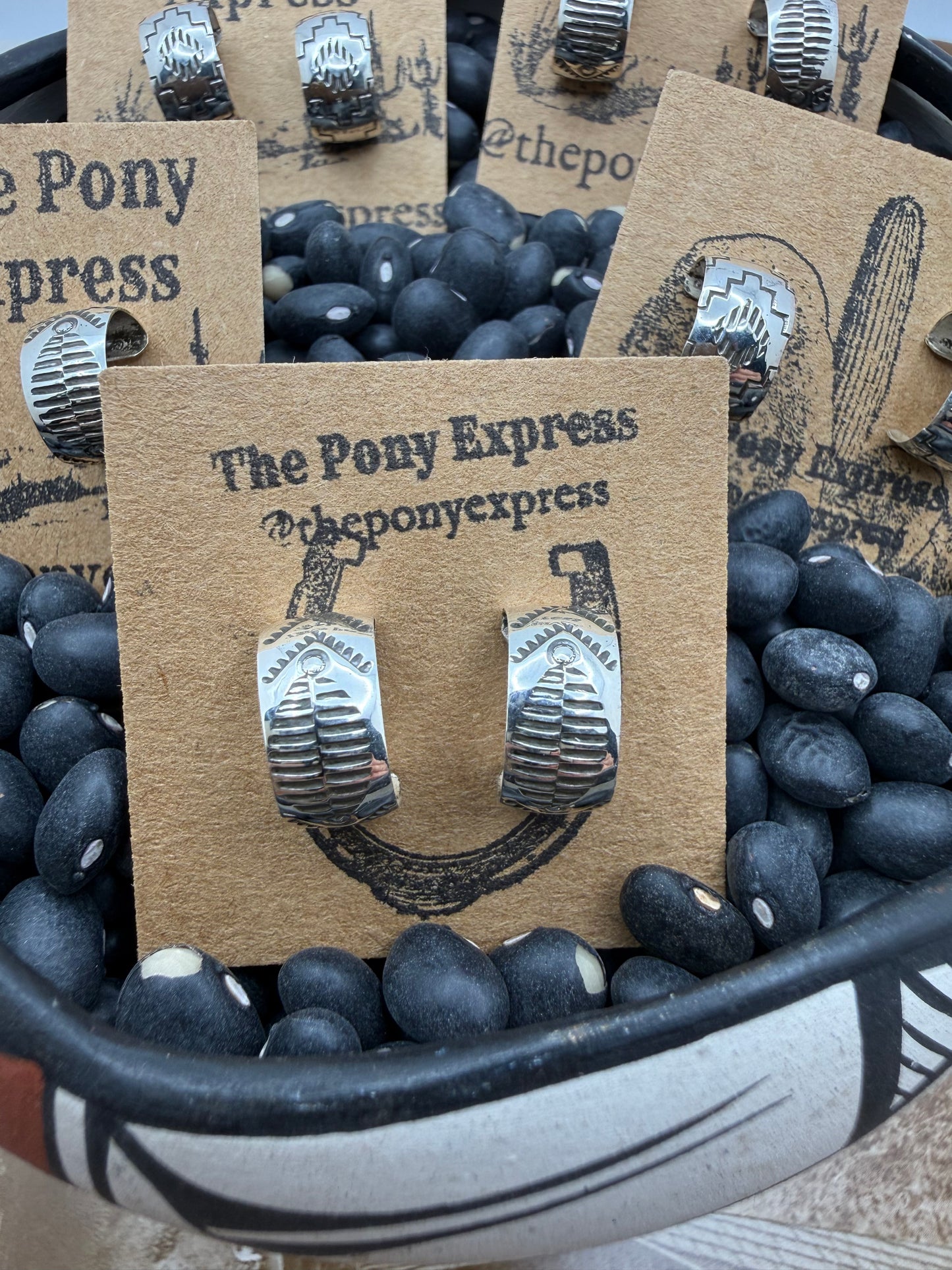 Hand Stamped Mini Hoops