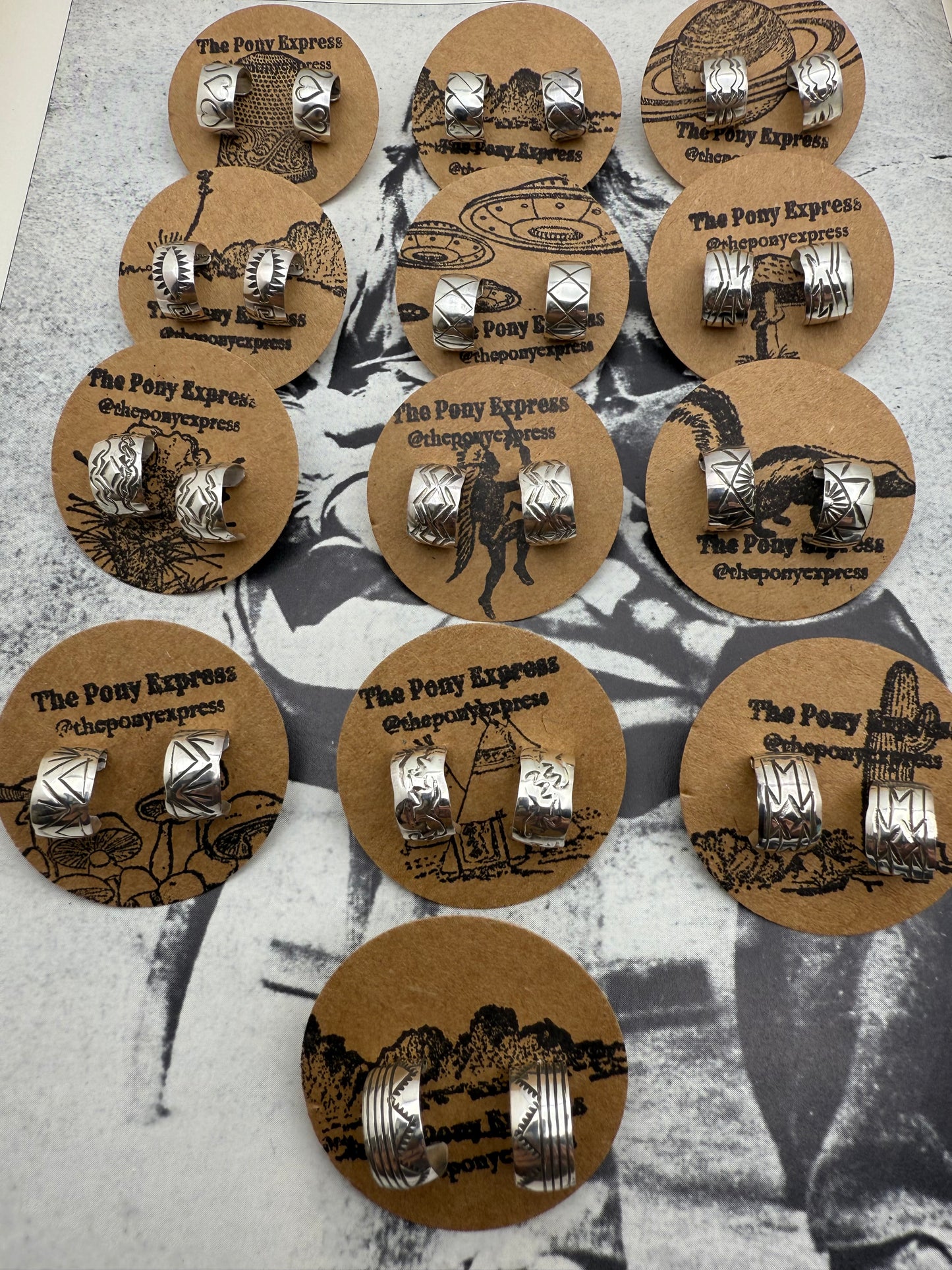 Hand Stamped Mini Hoops