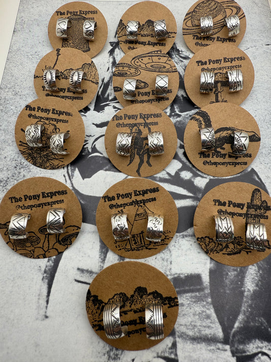 Hand Stamped Mini Hoops