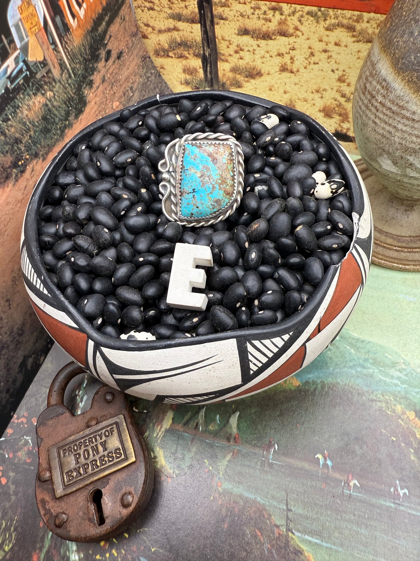 $99 Turquoise Statement Ring E size 8