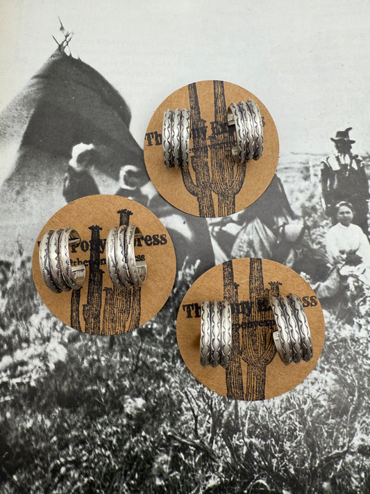 Triple Stamped Huggie Hoop