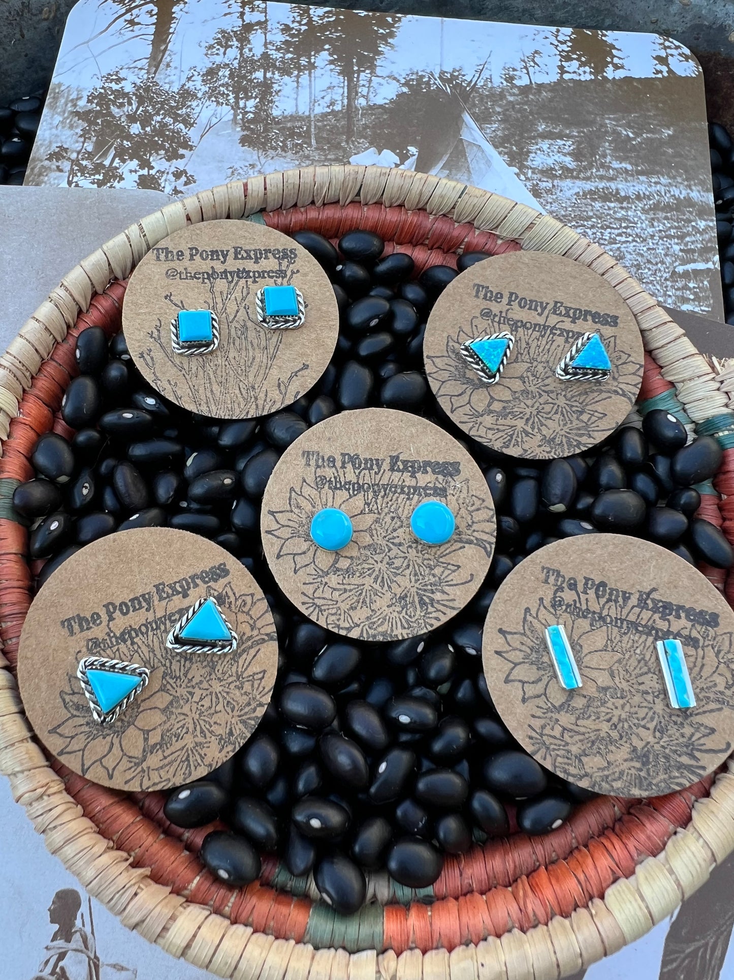 Small Turquoise Bar Studs