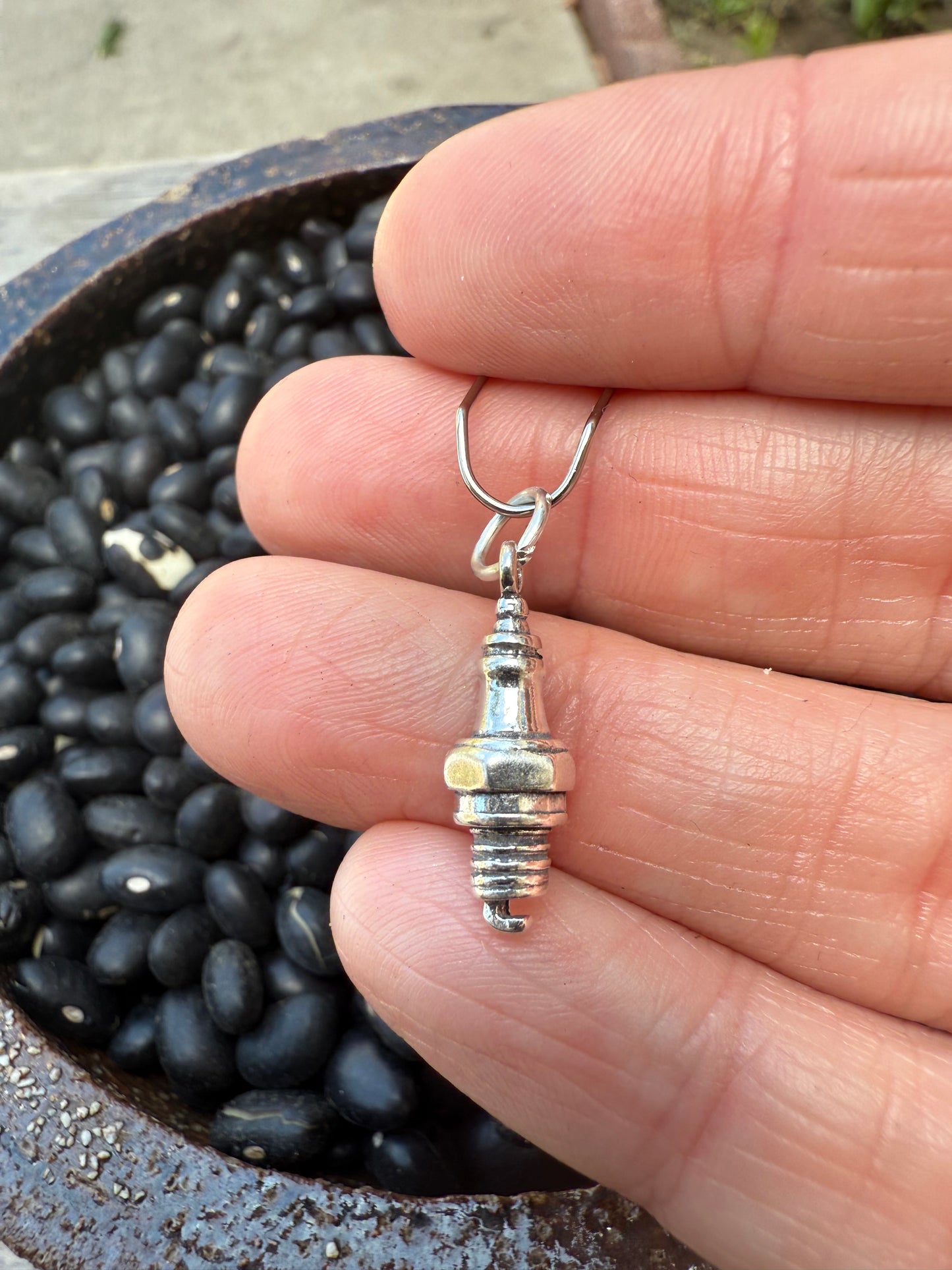 Spark Plug Sterling Silver Charm