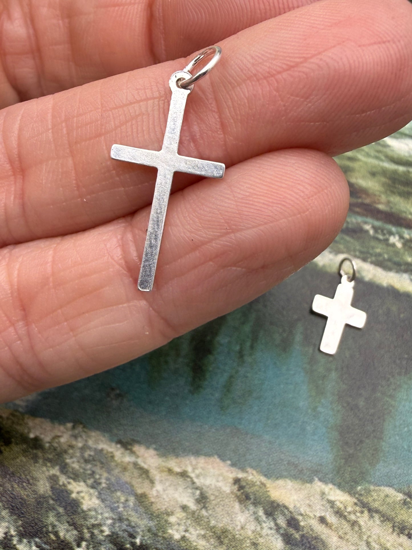 Simple Sterling Cross Charm