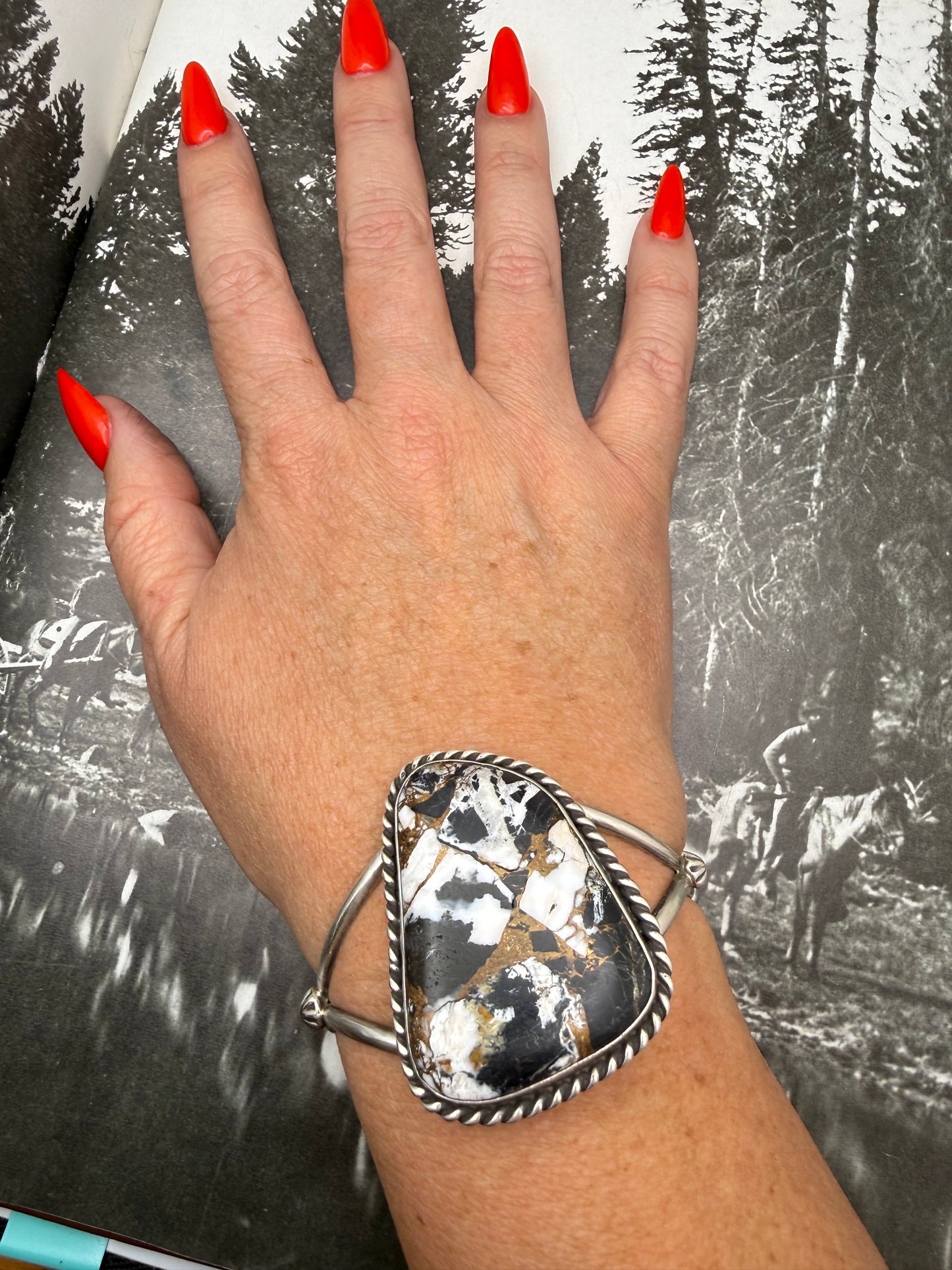 White Buffalo Bronze Cuff