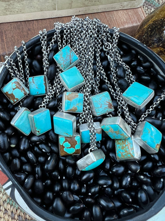 Kingman Turquoise Floating Diamond Necklace