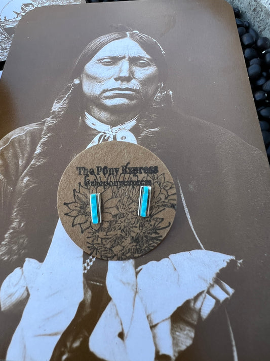 Small Turquoise Bar Studs
