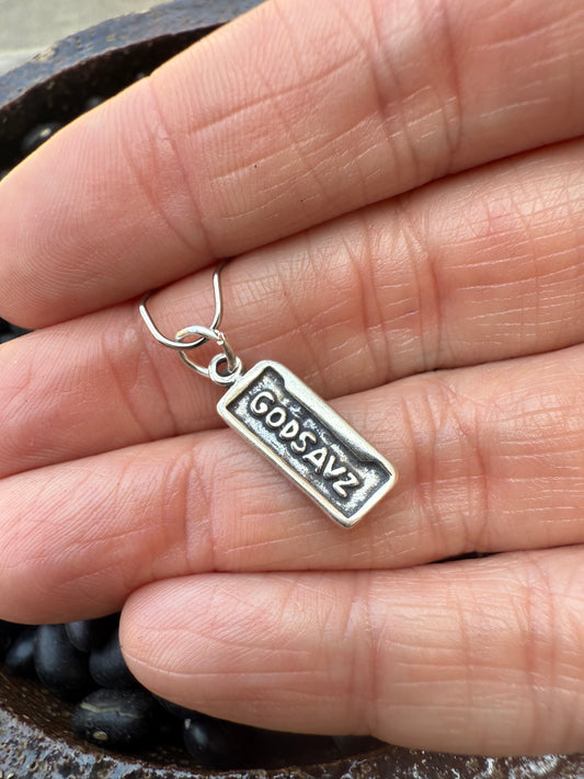 GODSAVZ Vanity Plate Sterling Silver Charm