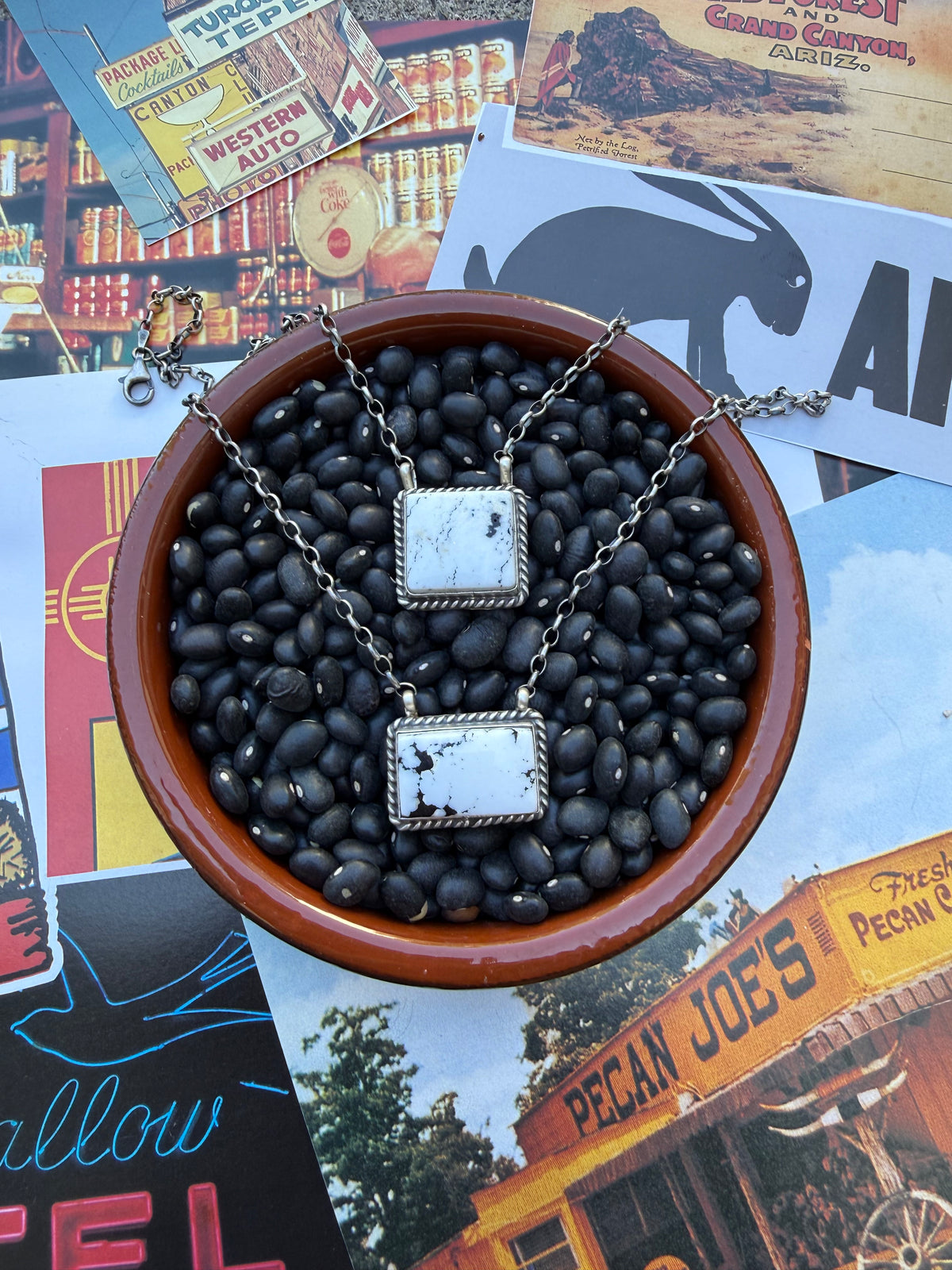 White Buffalo Rectangle Necklace