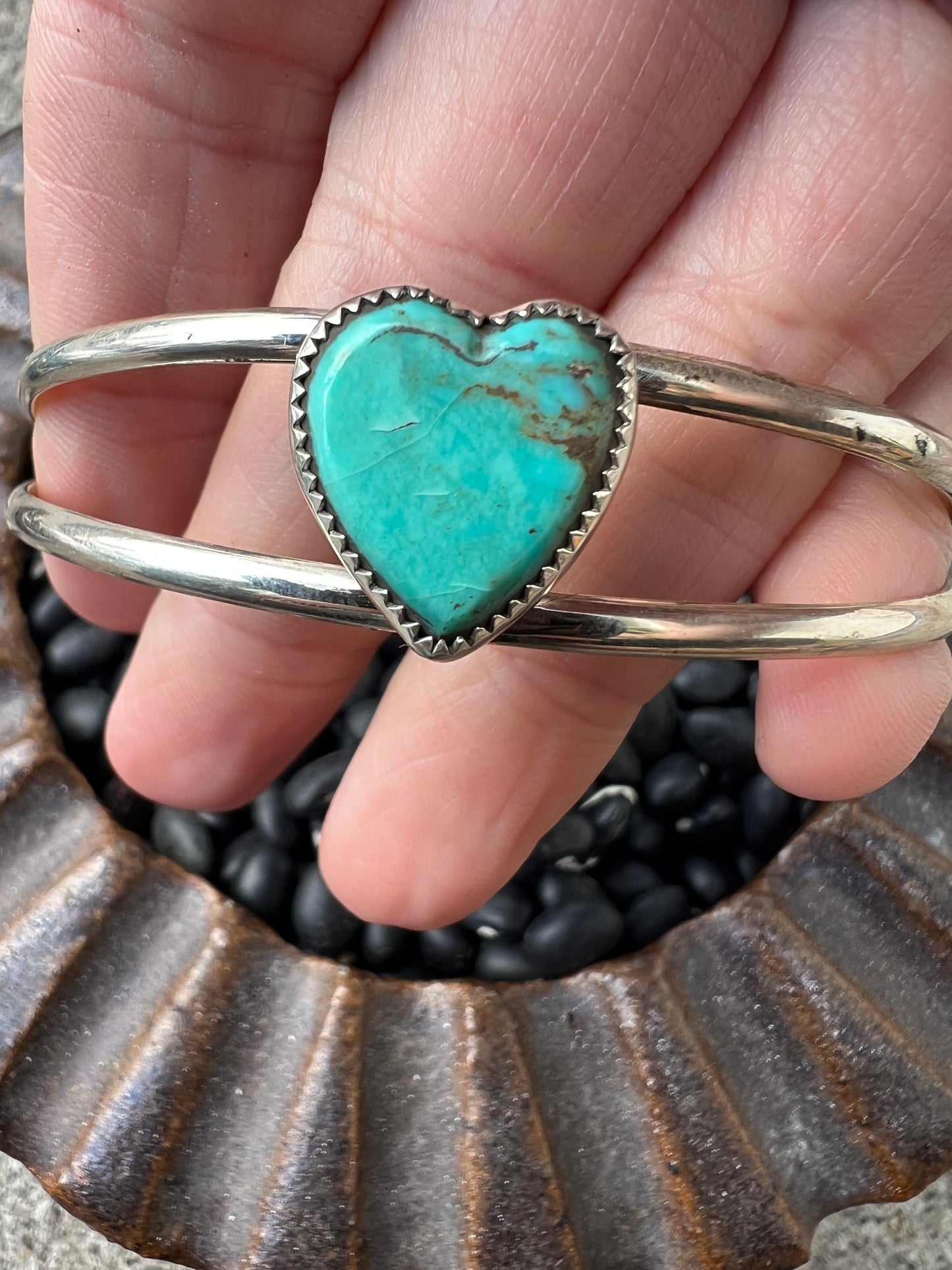 Turquoise Heart Cuff