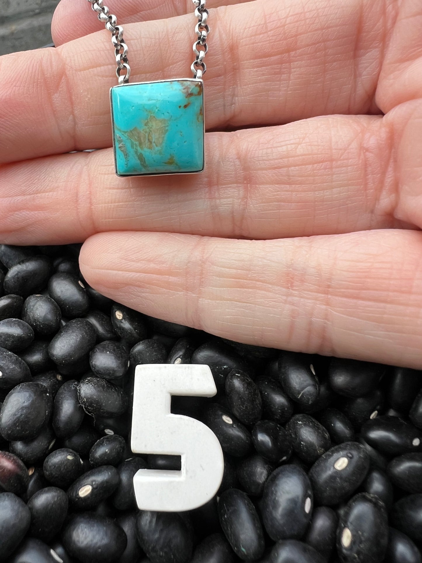 Kingman Turquoise Floating Square Necklace