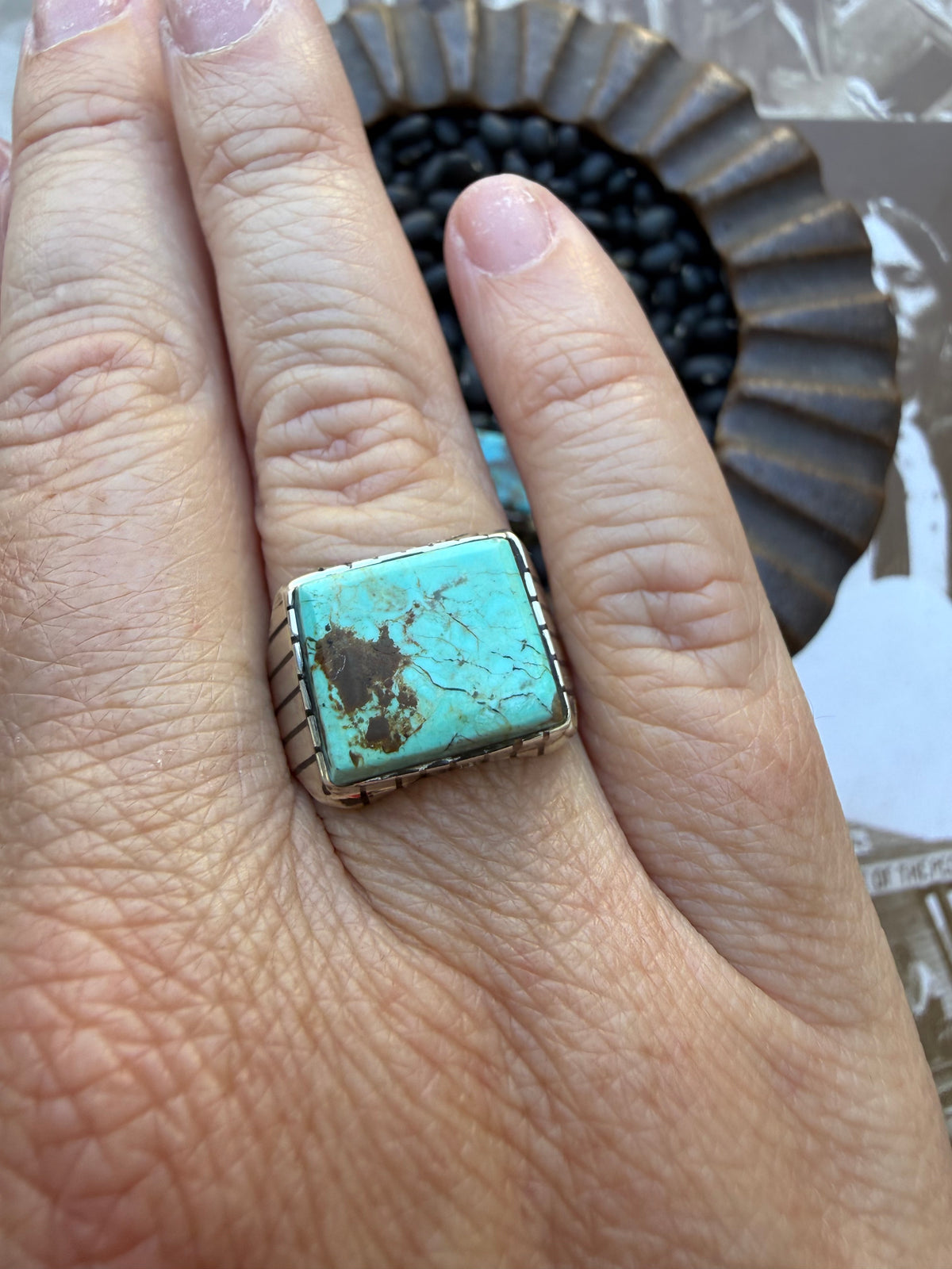 Turquoise Square Signet Ring