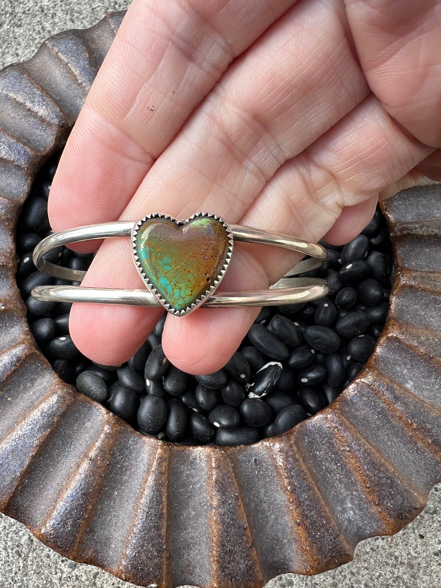 Turquoise Heart Cuff