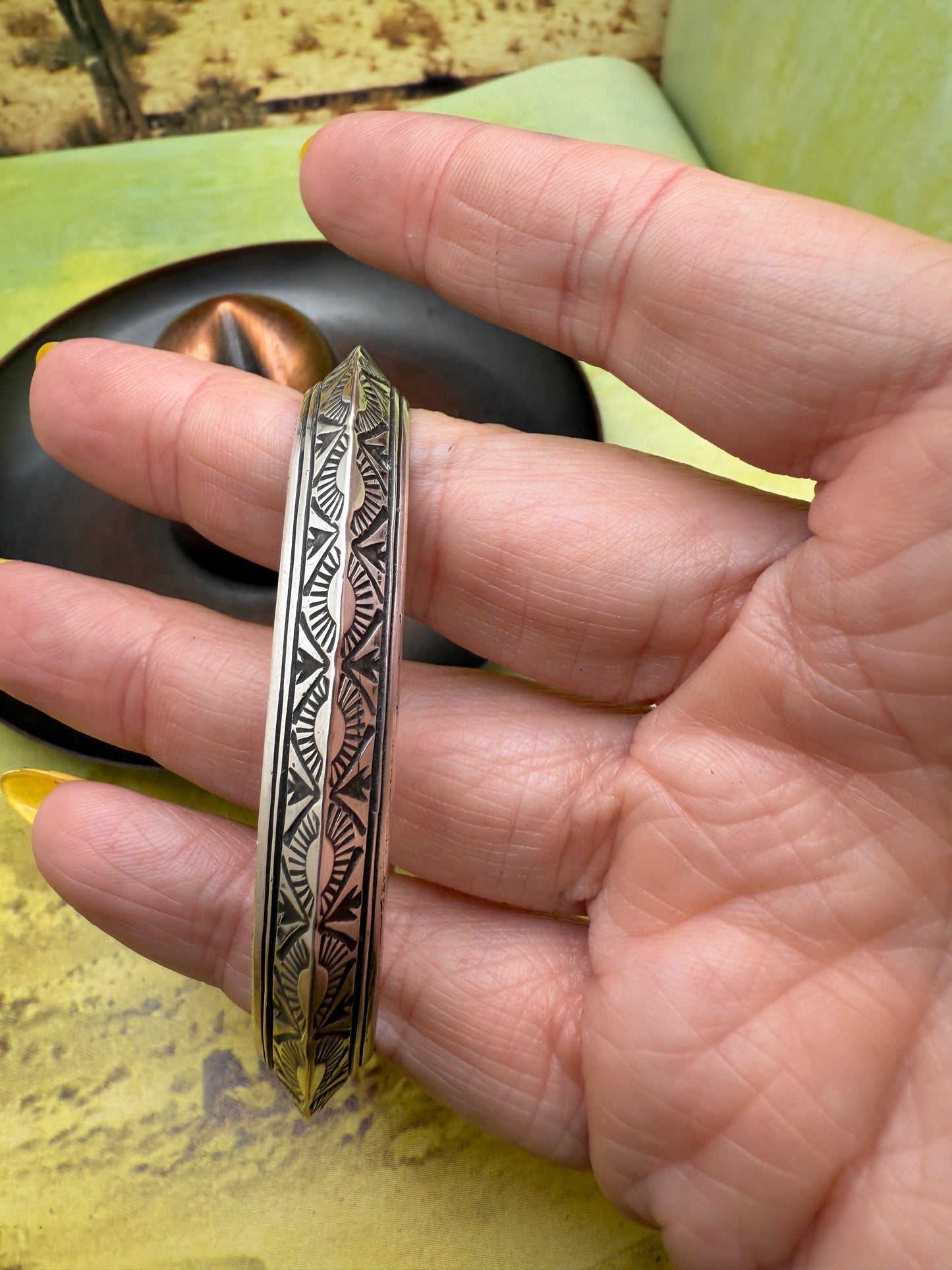 Heavy Handstamped Carinated Cuff