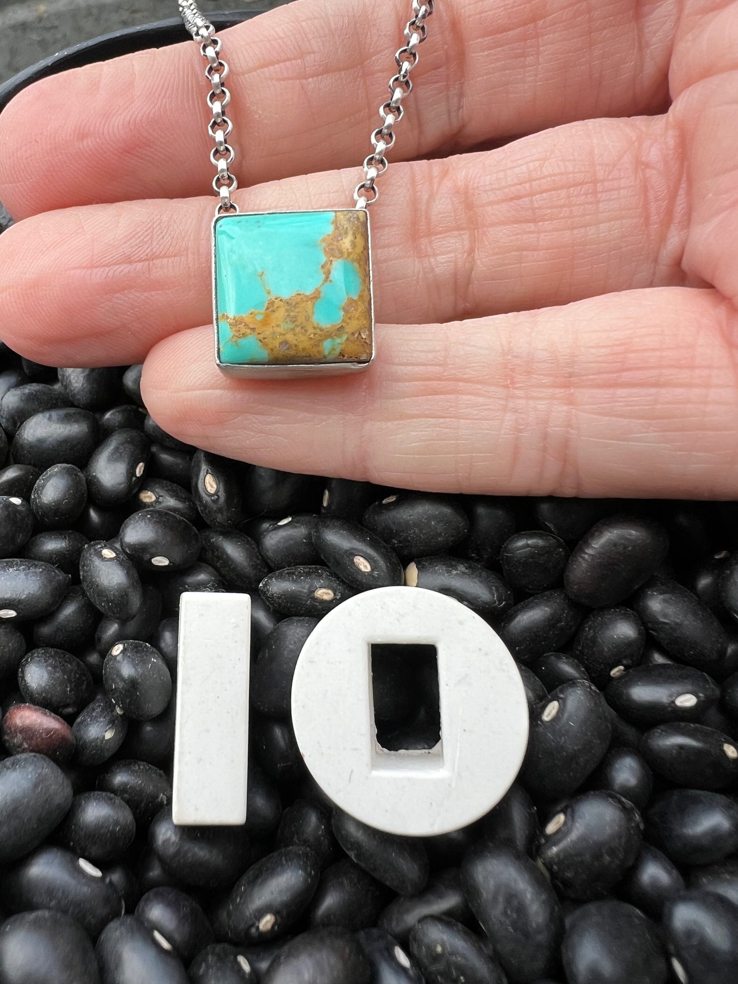 Kingman Turquoise Floating Square Necklace