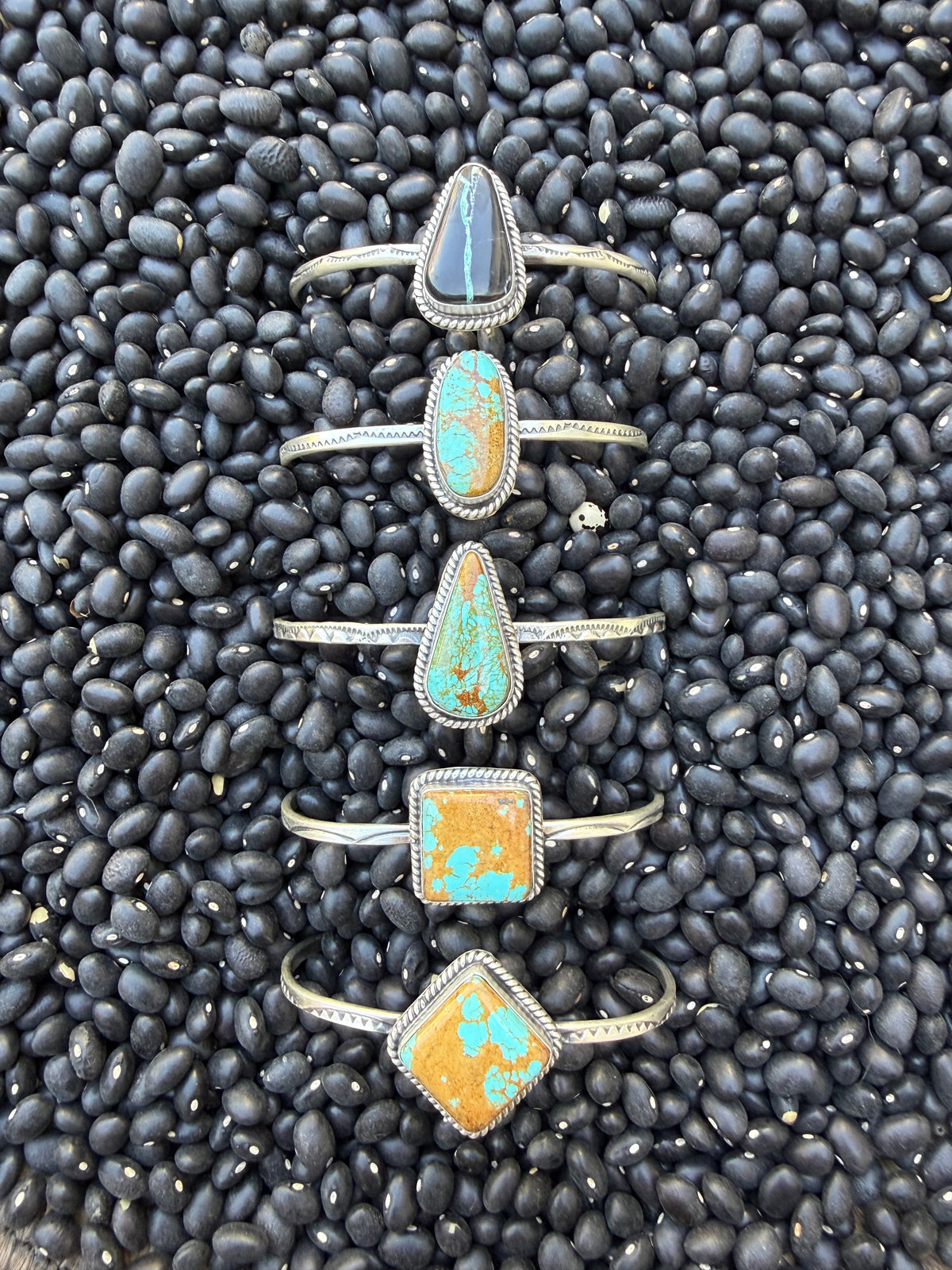 Turquoise Hand Stamped Cuff