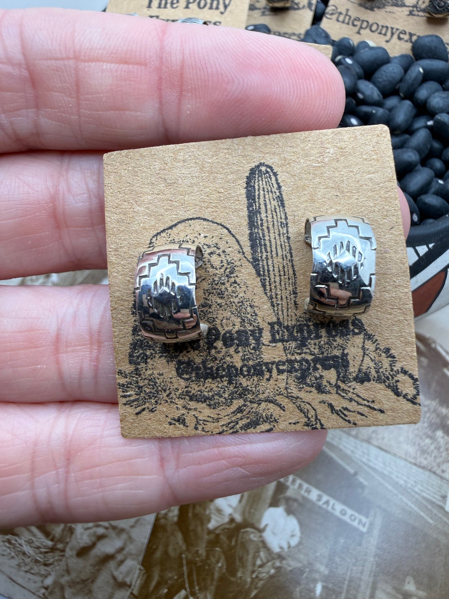 Hand Stamped Mini Hoops